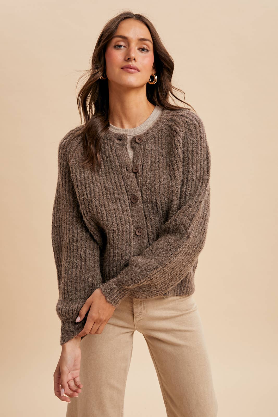 Raglan Sleeve Knitted Cardigan - XAYUYUE