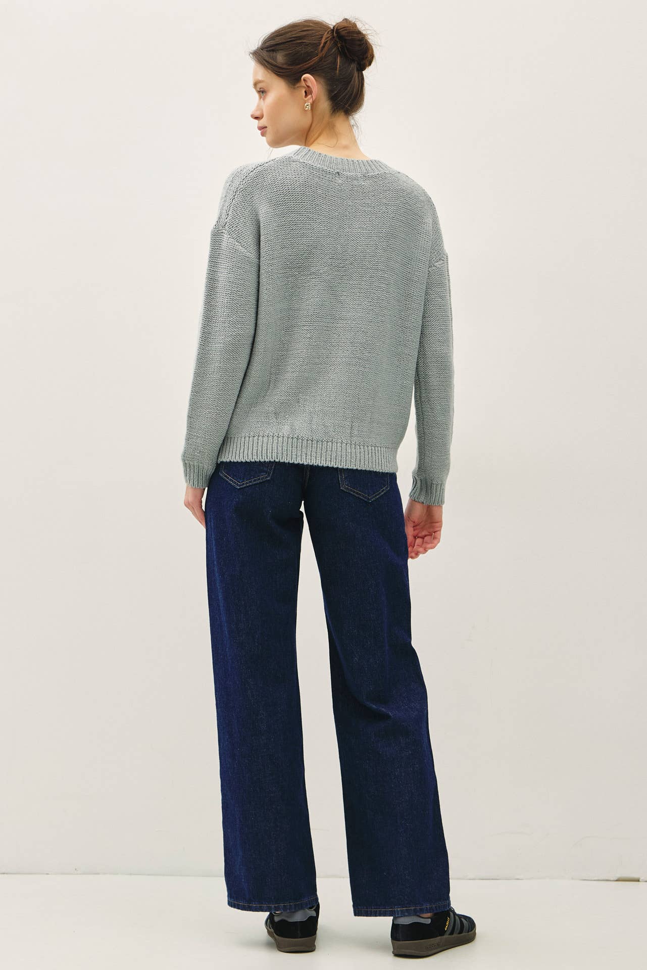 COZY CABLE KNIT DETAIL SWEATER TOP - XAYUYUE