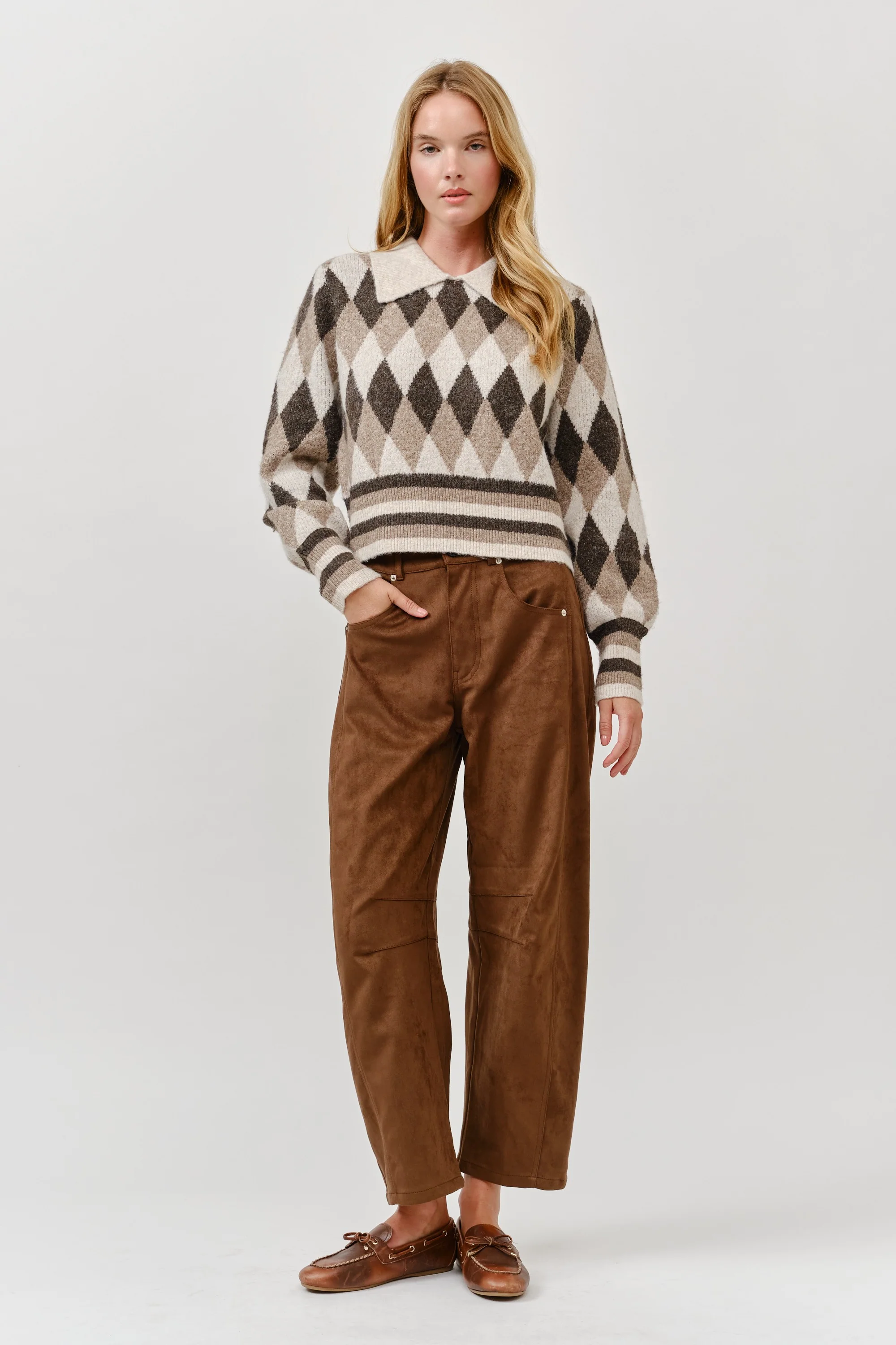 Slouchy Relax Fit Suede Pants - XAYUYUE
