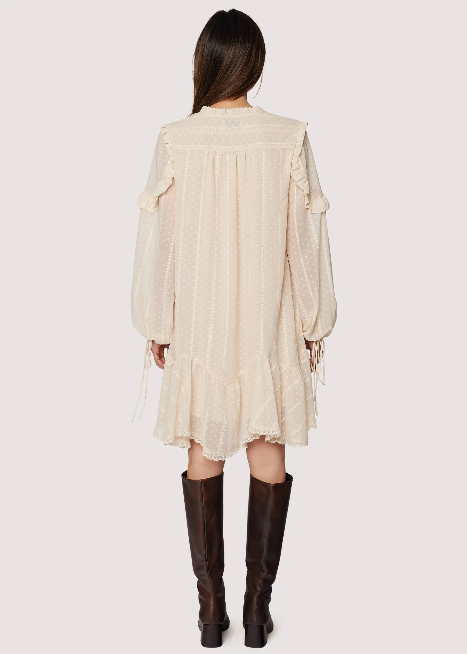 Poetry in Bloom Mini Dress - Fall Dot Chiffon - XAYUYUE