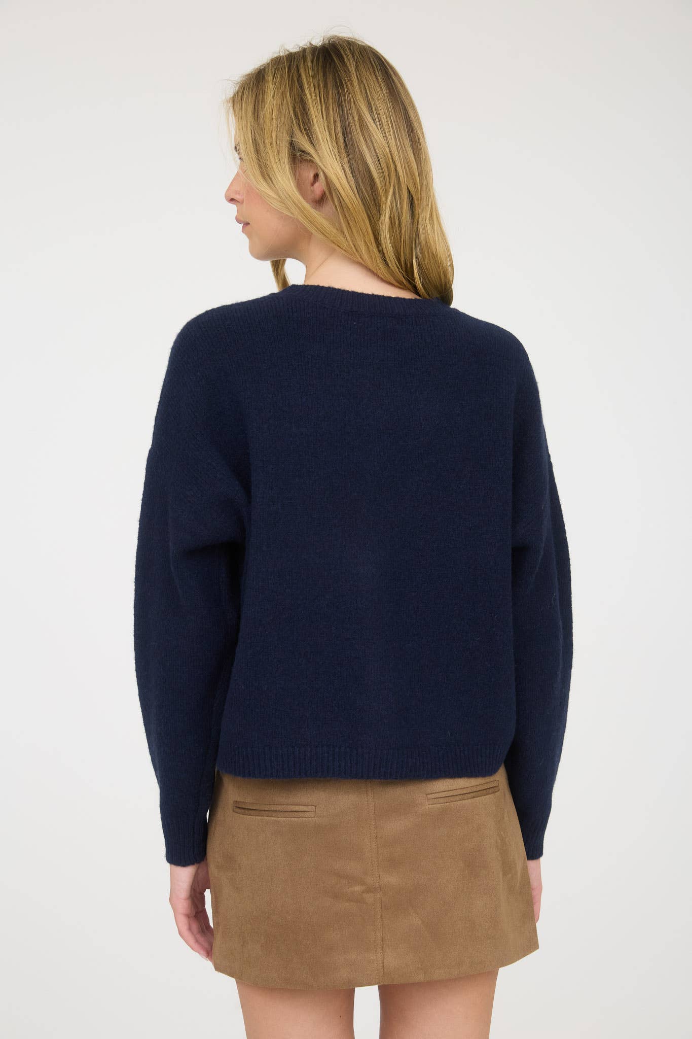 HORSE JACQUARD LONG SLEEVE BUTTON DOWN CARDIGAN: NAVY - XAYUYUE