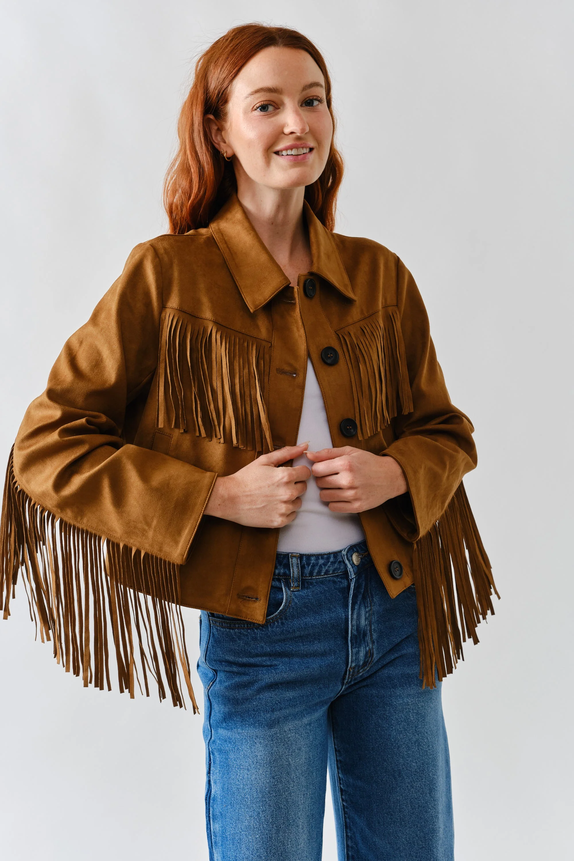 Faux Suede Fringe Jacket - XAYUYUE