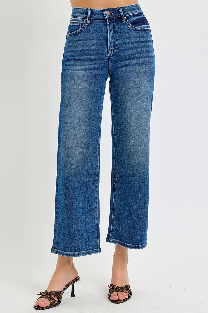 High Rise Crop Wide Leg Jeans - XAYUYUE
