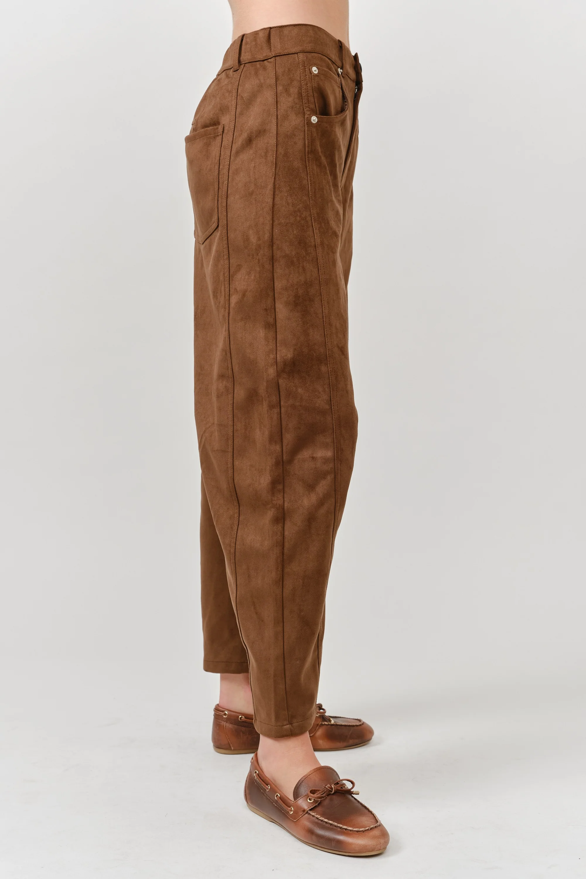 Slouchy Relax Fit Suede Pants - XAYUYUE