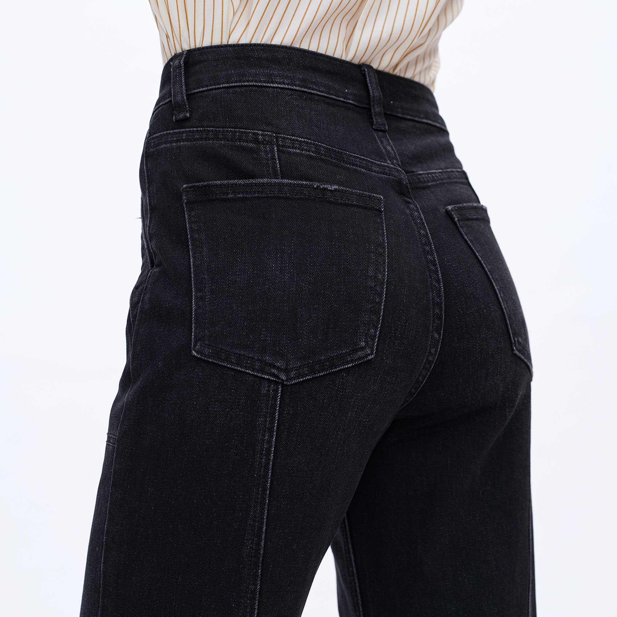 SUPER HIGH RISE WIDE LEG JEANS(FINISHED HEM,SLIT) BLACK - XAYUYUE
