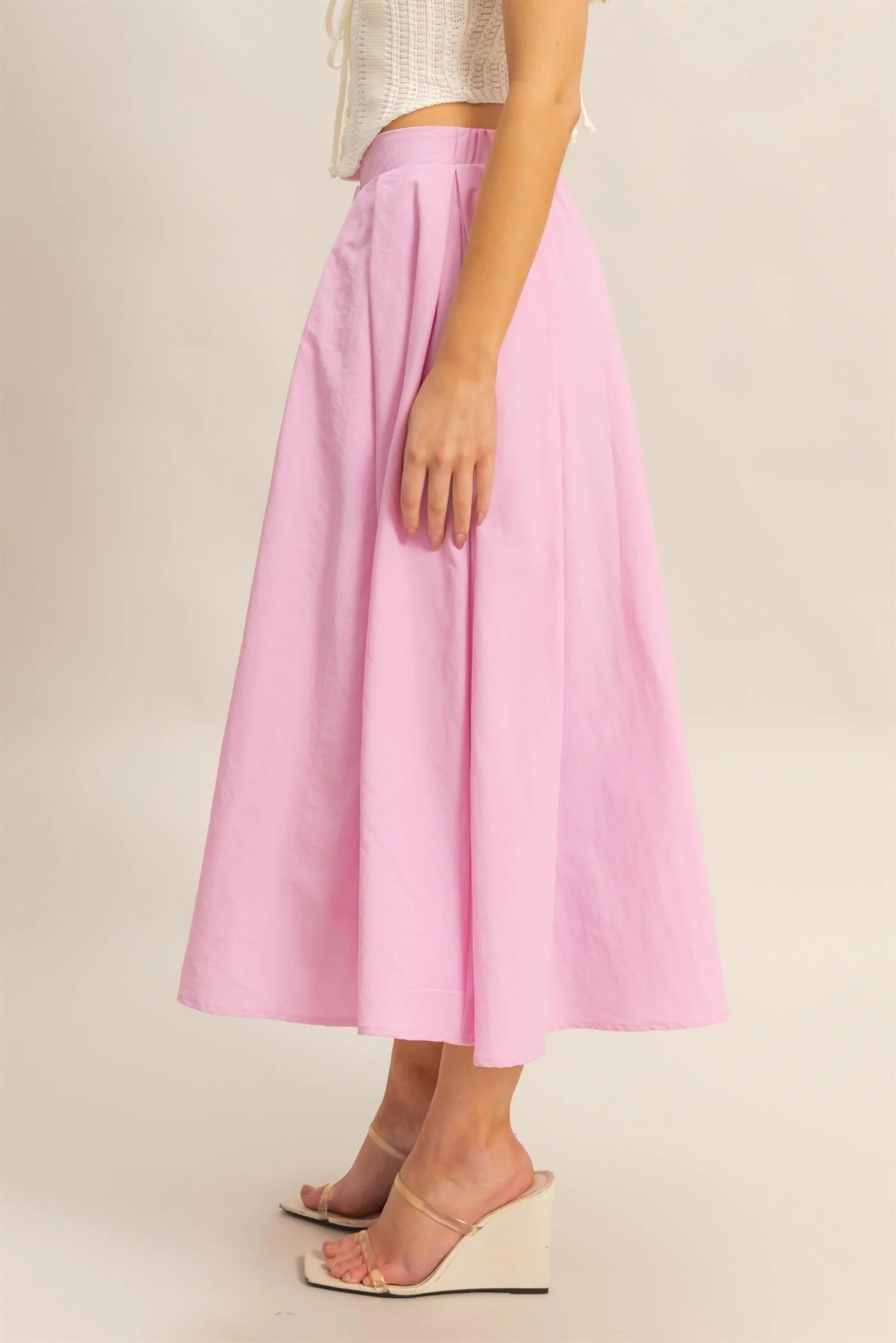 High Waist Pleated Flowy Maxi Skirt - XAYUYUE