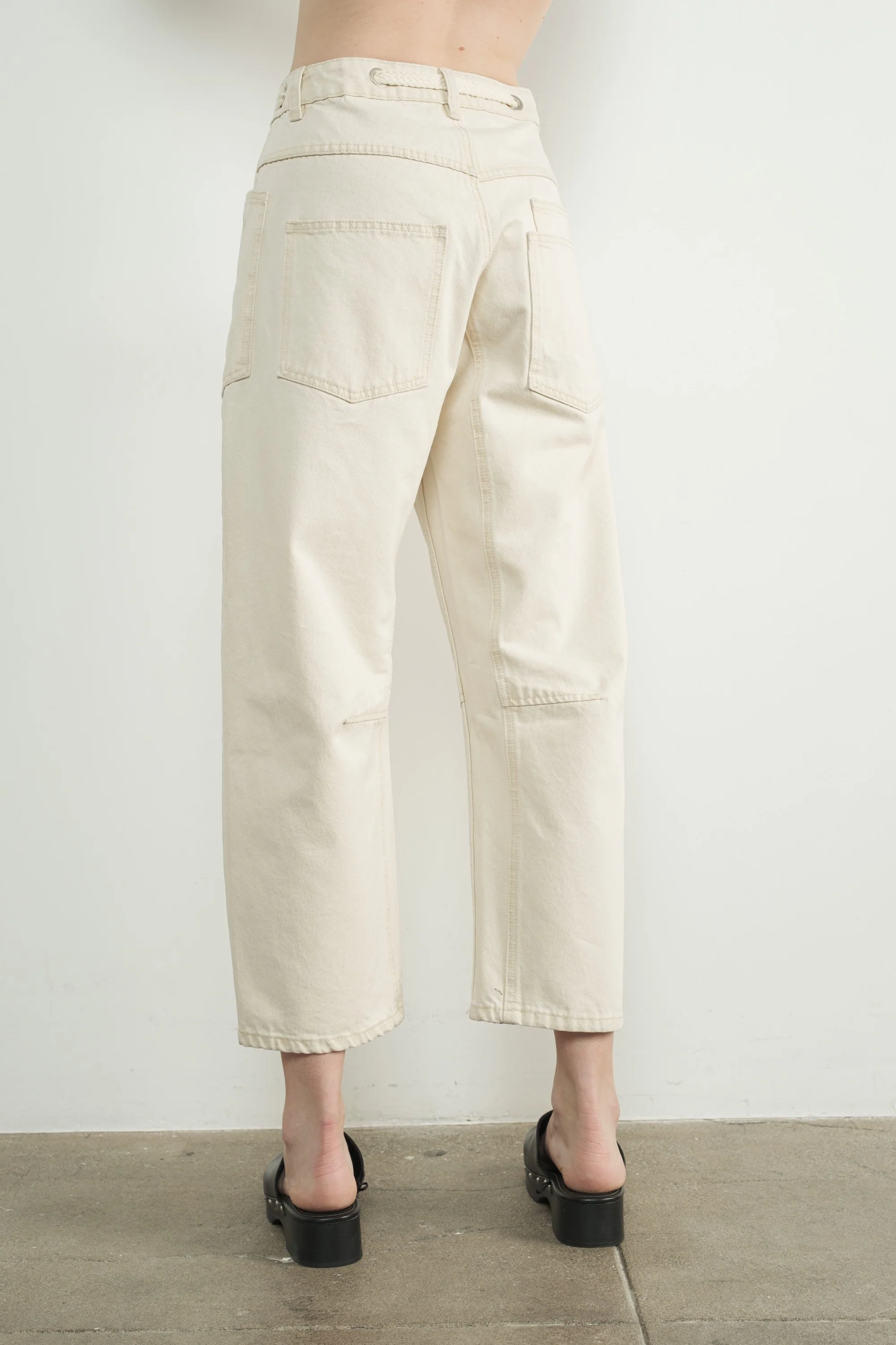 Barrel Denim Pants with Eyelet Waist - XAYUYUE