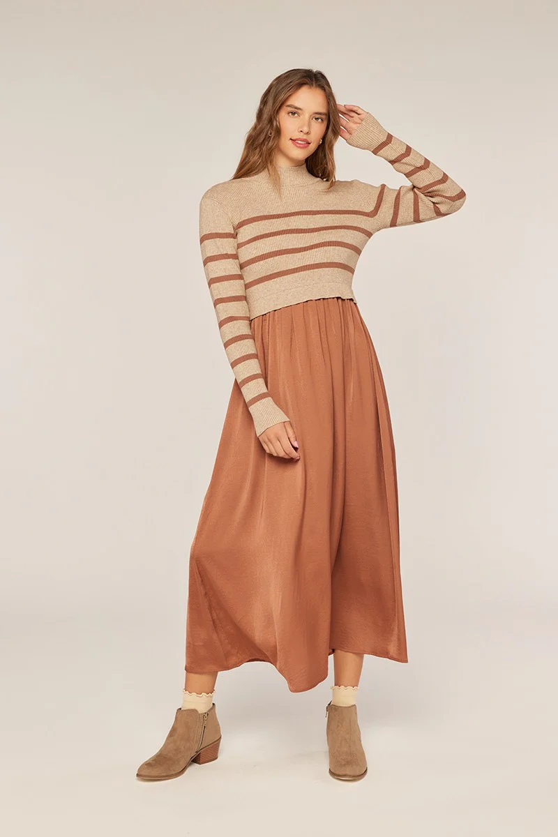 Satin Sweater Mixed Dress - XAYUYUE