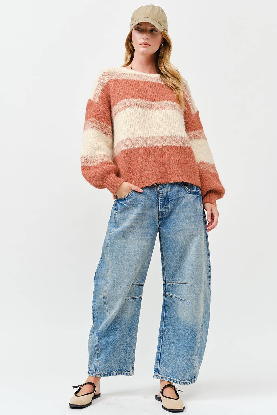 Fuzzy Knit Sweater : OATMEAL RUST - XAYUYUE