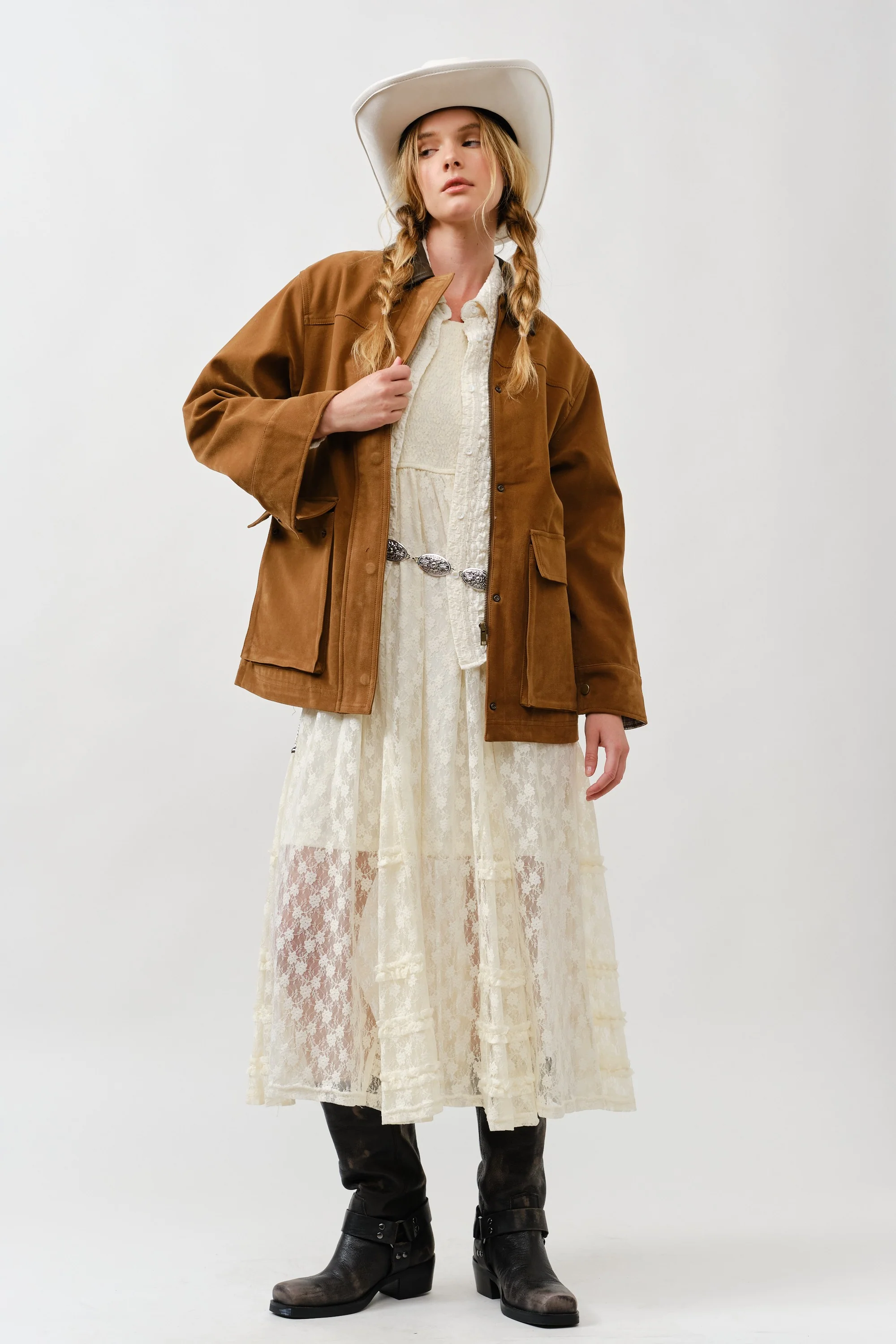 Suede Casual Jacket With Leather Collar - XAYUYUE