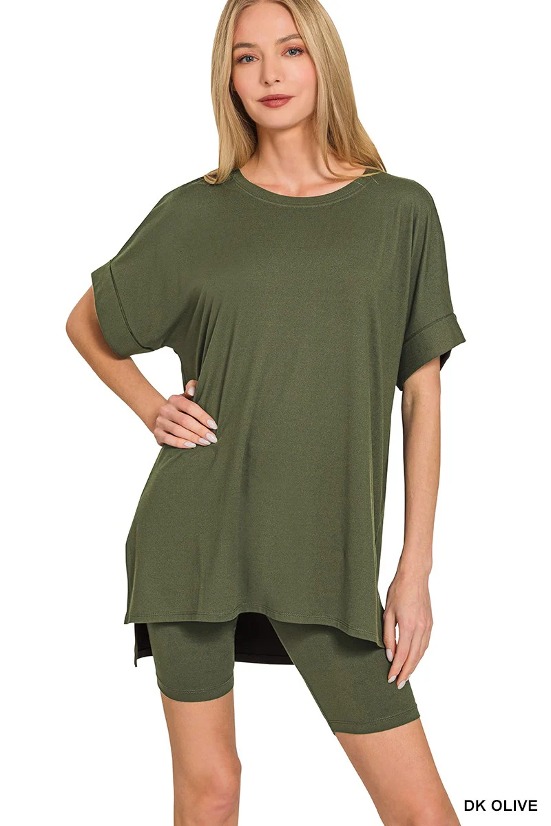 Brushed Microfiber Top & Biker Shorts - XAYUYUE