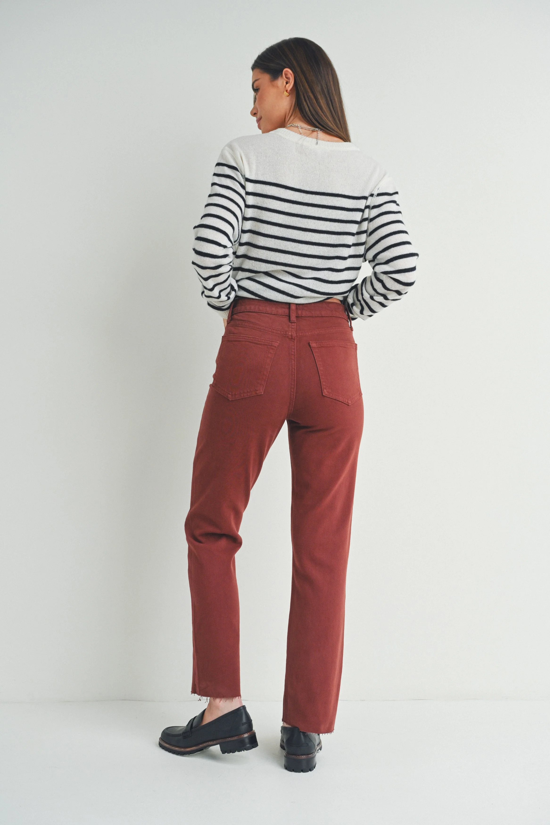 Cut Off Straight Leg Jeans - XAYUYUE