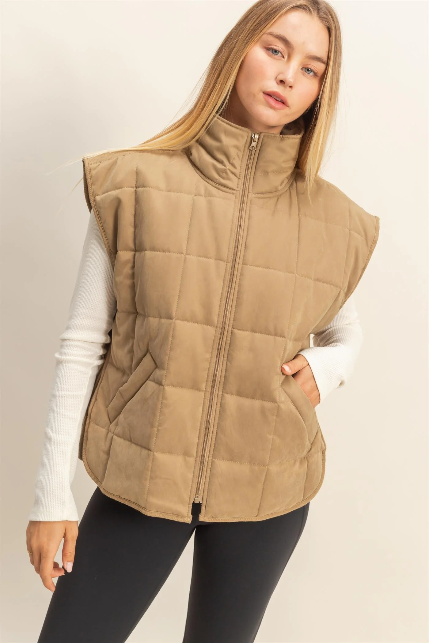 Quilted Zip-front Vest Jacket - XAYUYUE