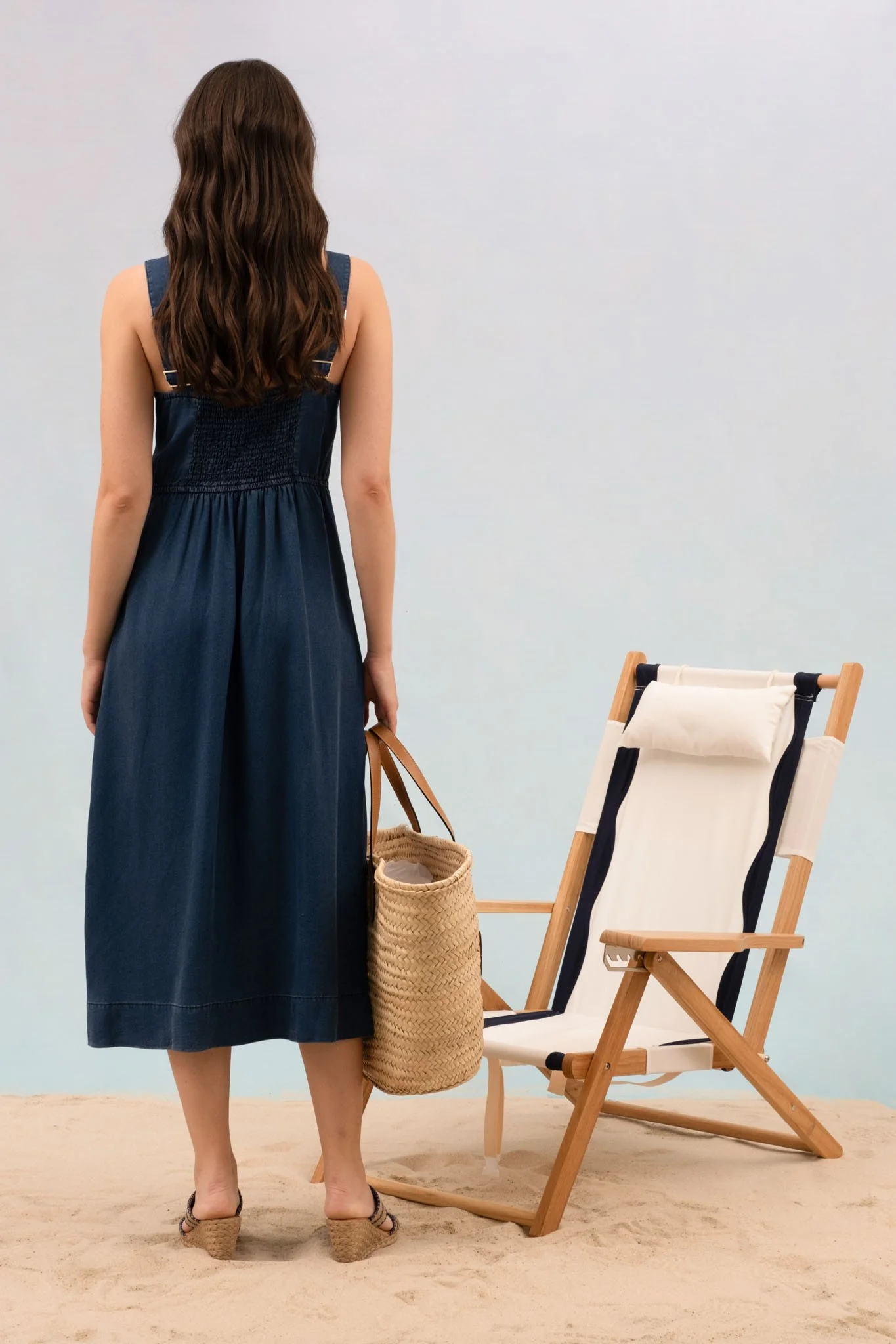 Dark Chambray Sleeveless Dress - XAYUYUE