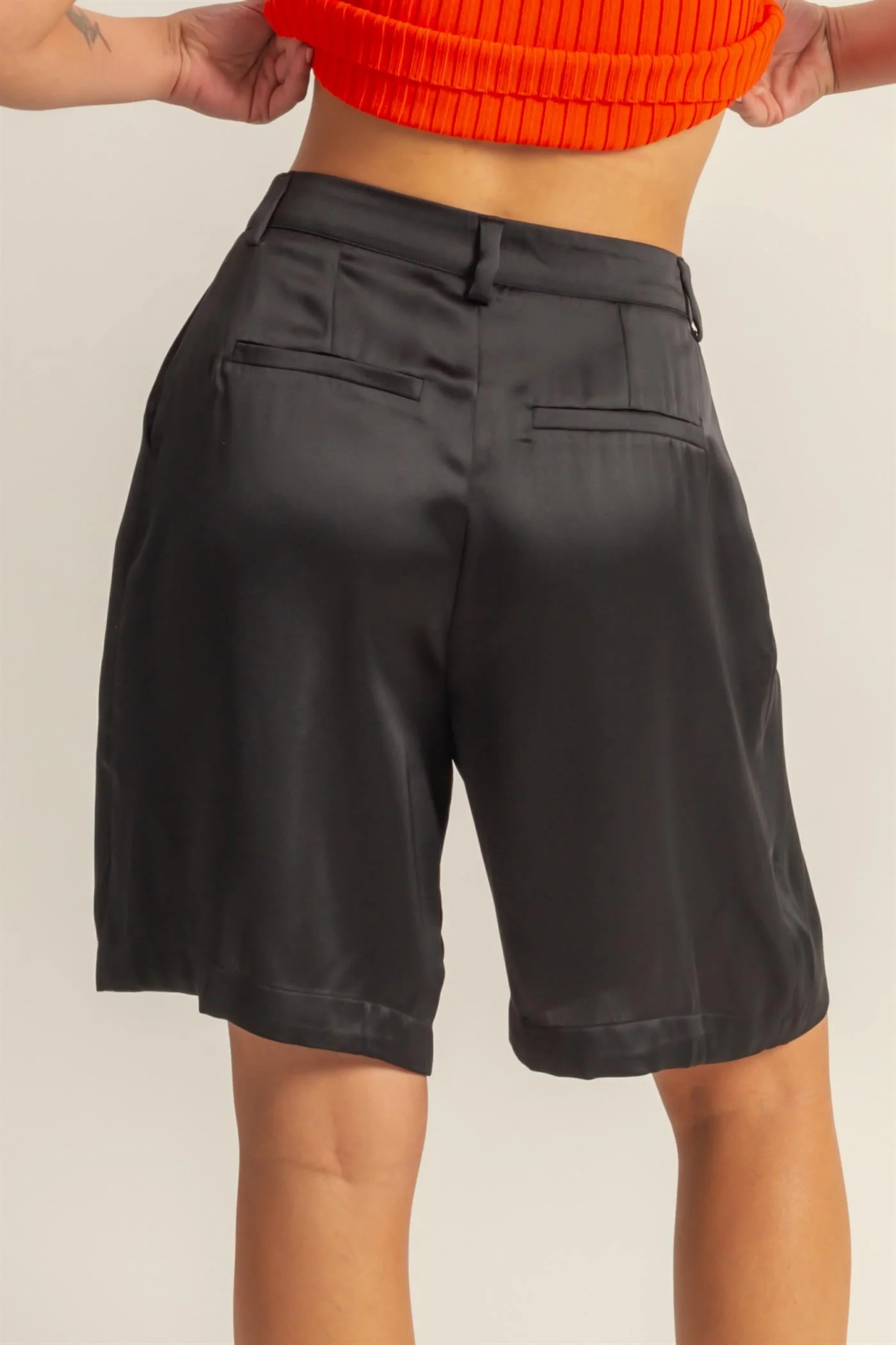 Pleated Satin Shorts - XAYUYUE