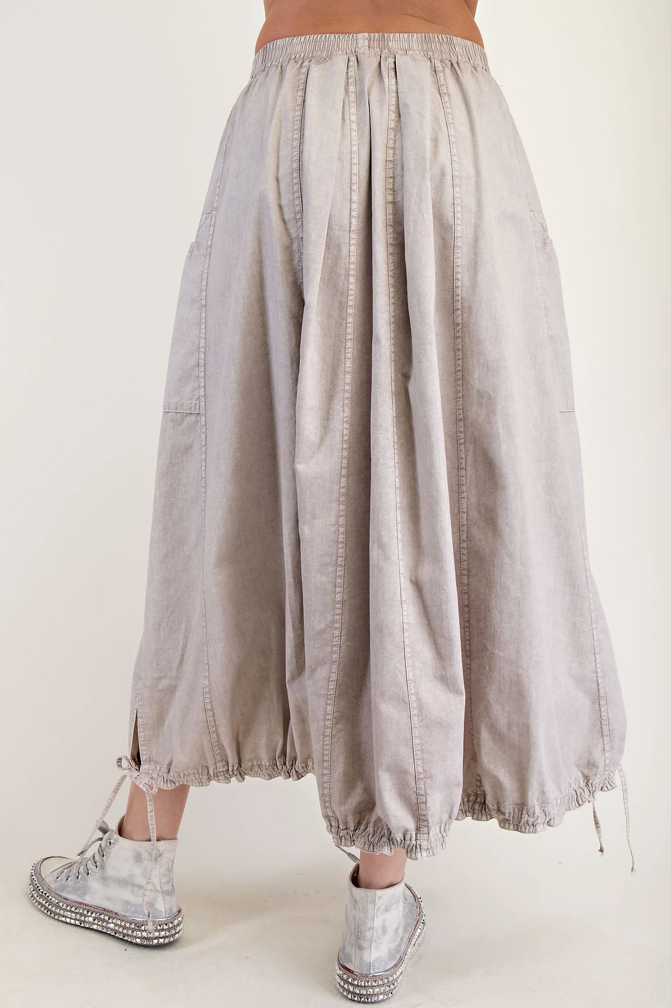 Mineral Wash Twill Cargo Maxi Skirt - XAYUYUE