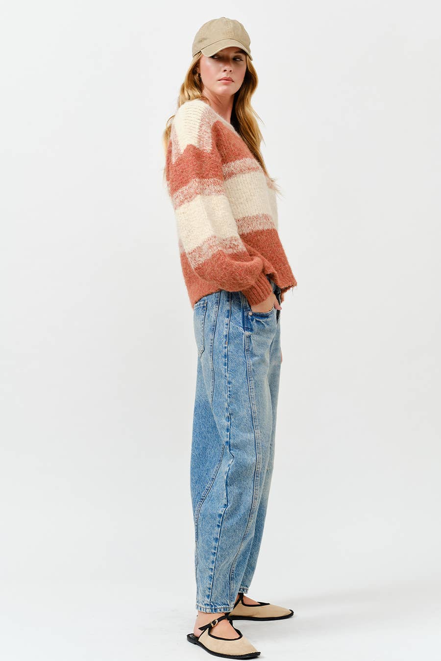 Fuzzy Knit Sweater : OATMEAL RUST - XAYUYUE