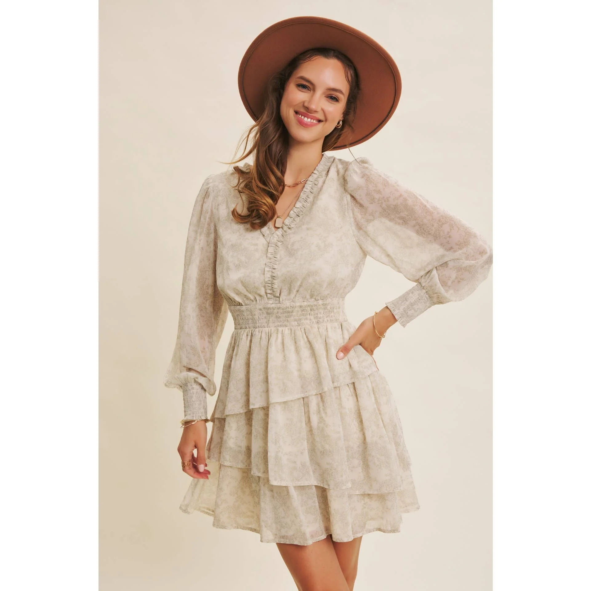 ROMANTIC IN EVERY WAY FLORAL TIERED RUFFLE MINI DRESS - XAYUYUE