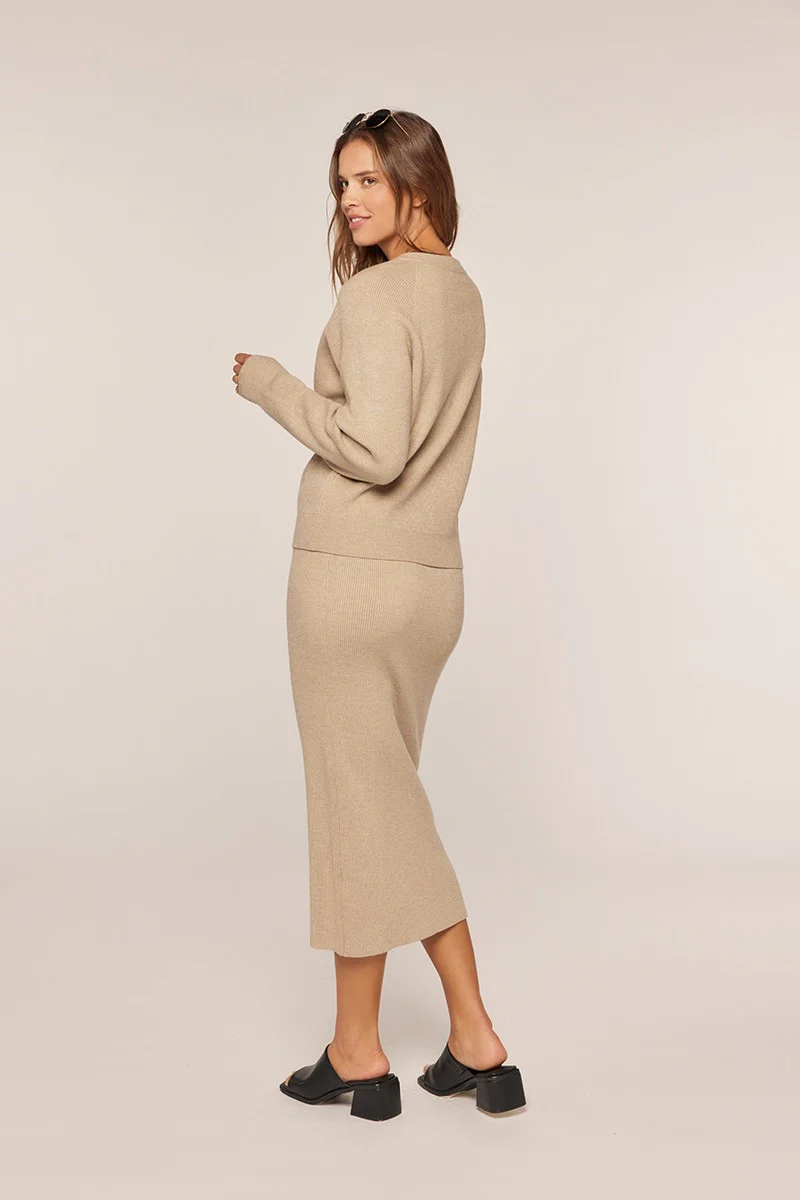 Ribbed Button Sweater Skirt Set - XAYUYUE