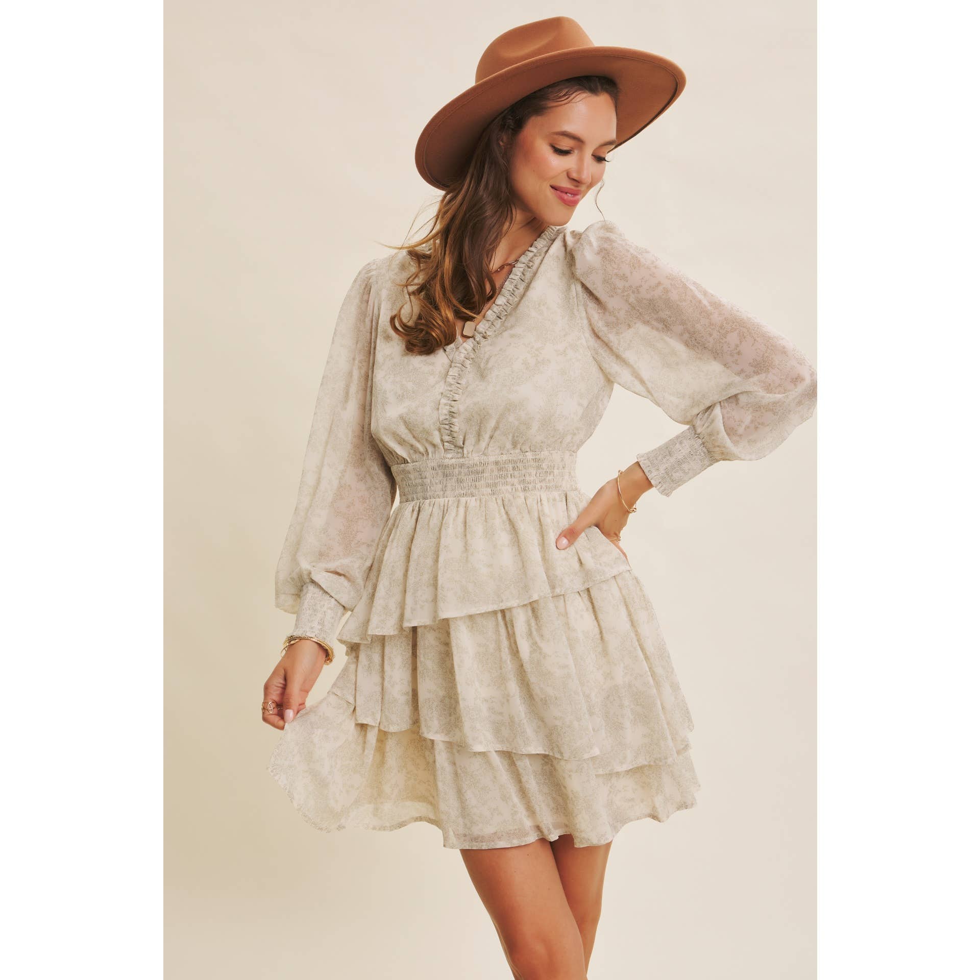 ROMANTIC IN EVERY WAY FLORAL TIERED RUFFLE MINI DRESS - XAYUYUE