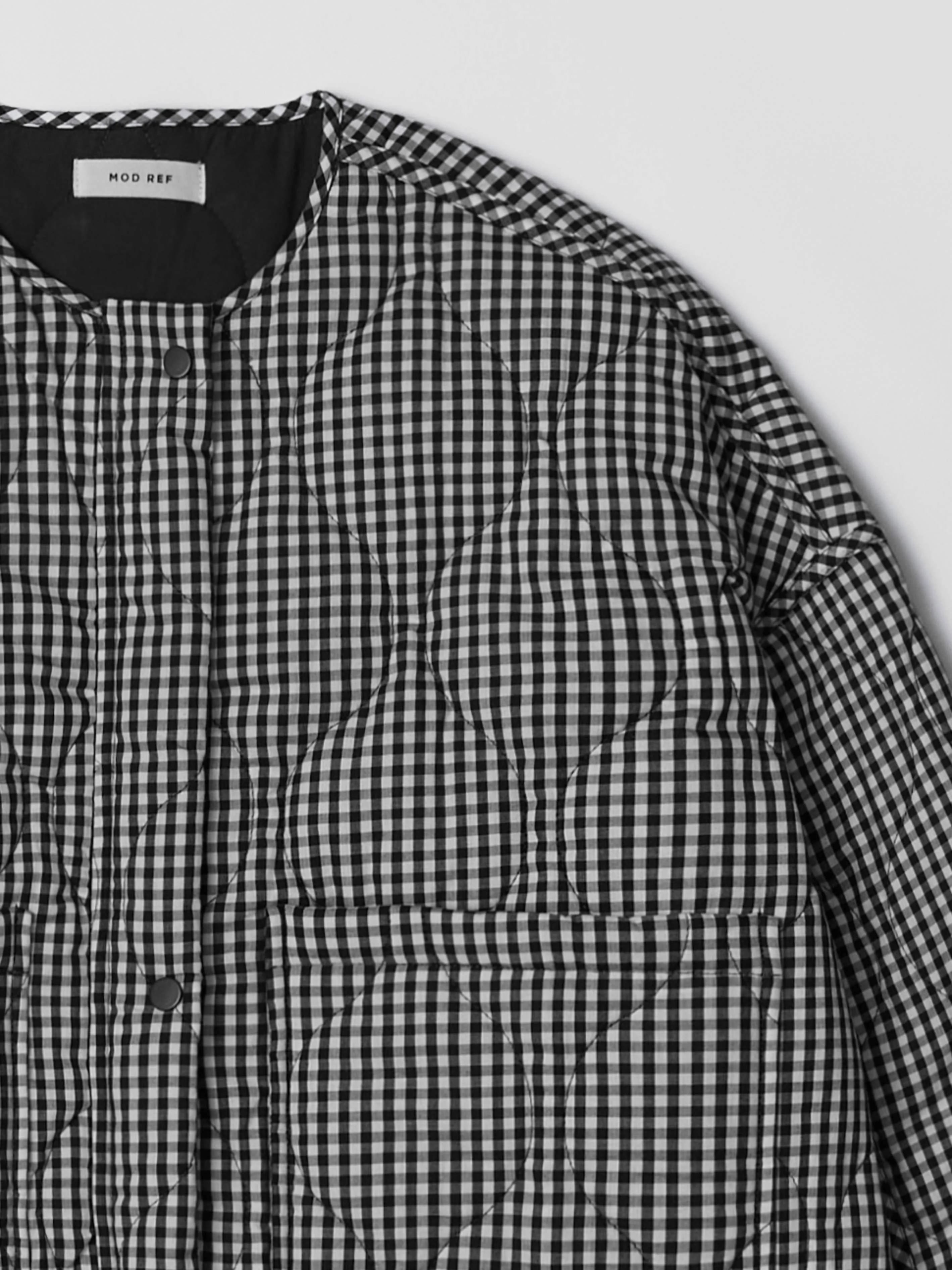 The Rochelle Jacket | Women's Quilted Gingham Jacket: Black - XAYUYUE