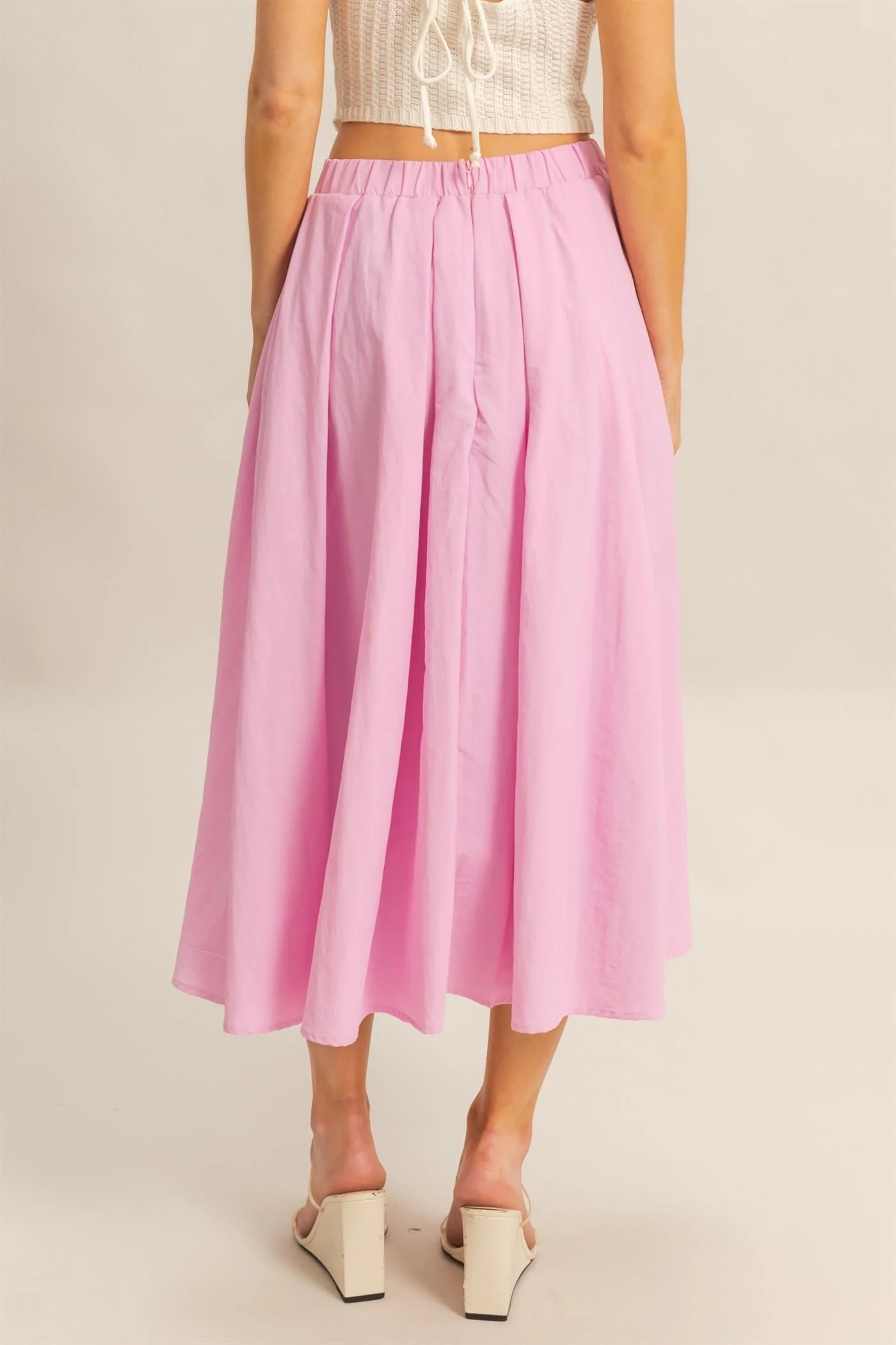 High Waist Pleated Flowy Maxi Skirt - XAYUYUE