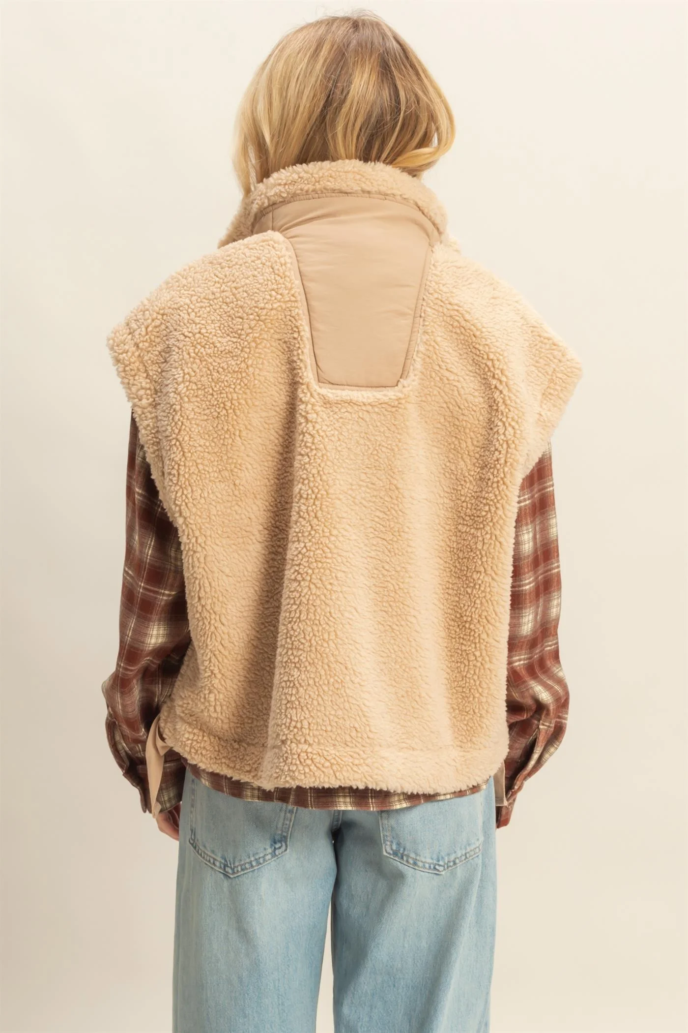 Cozy Sherpa Vest  With Tie-up Side Details - XAYUYUE