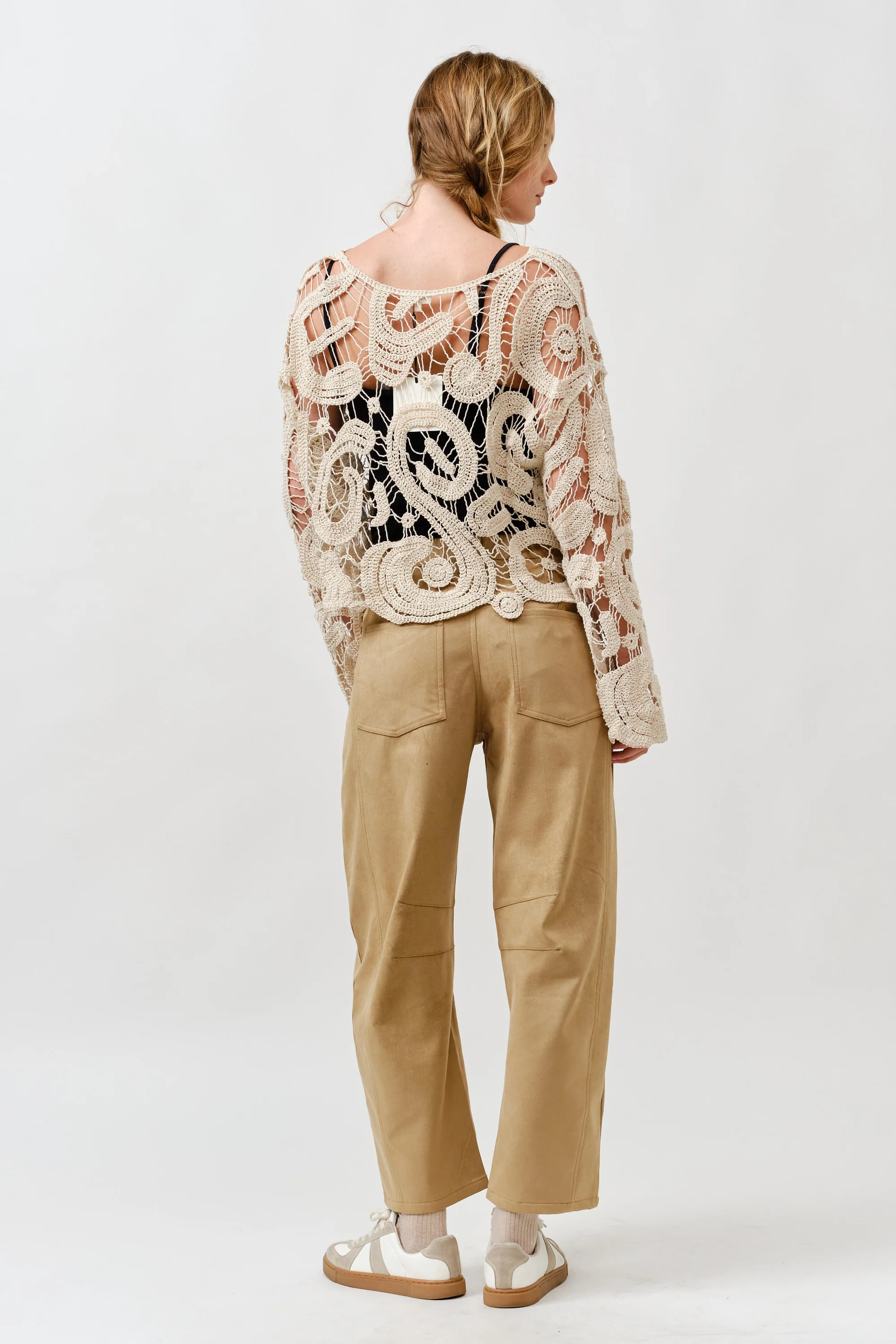 Slouchy Relax Fit Suede Pants - XAYUYUE