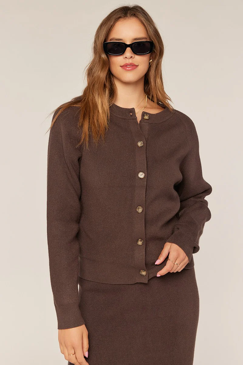 Ribbed Button Sweater Skirt Set - XAYUYUE