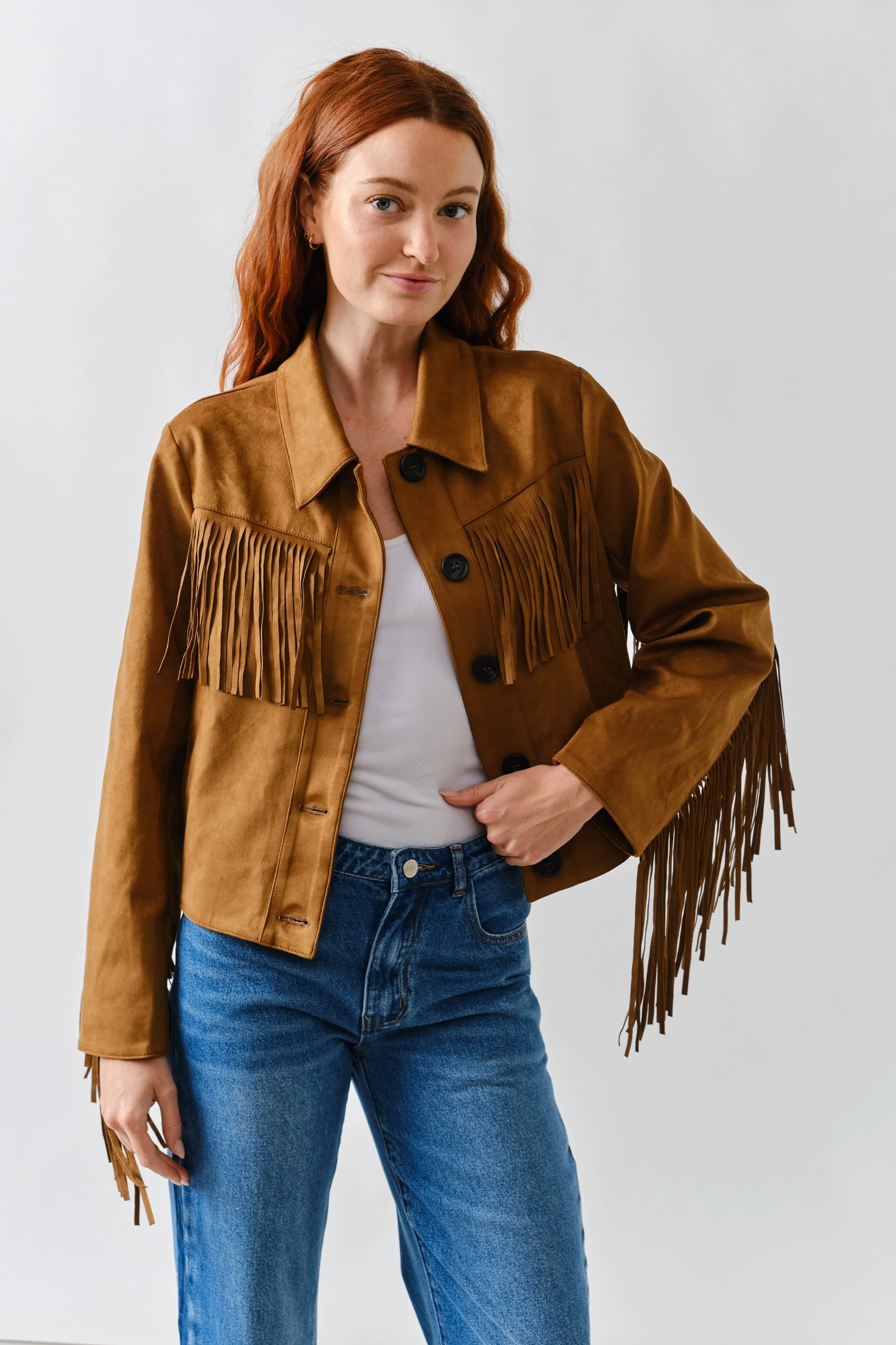 Faux Suede Fringe Jacket - XAYUYUE