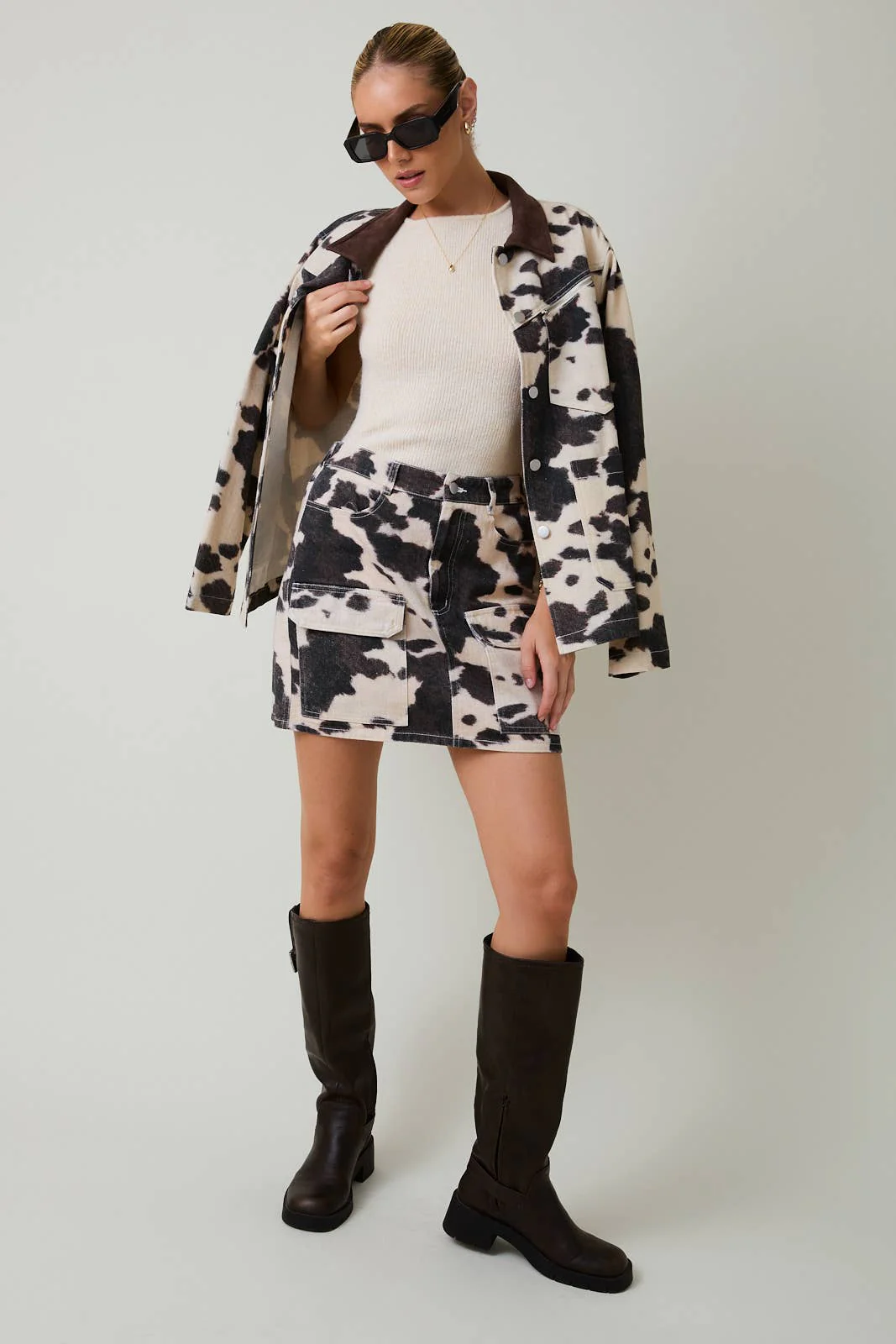COW PRINT BARN JACKET - XAYUYUE