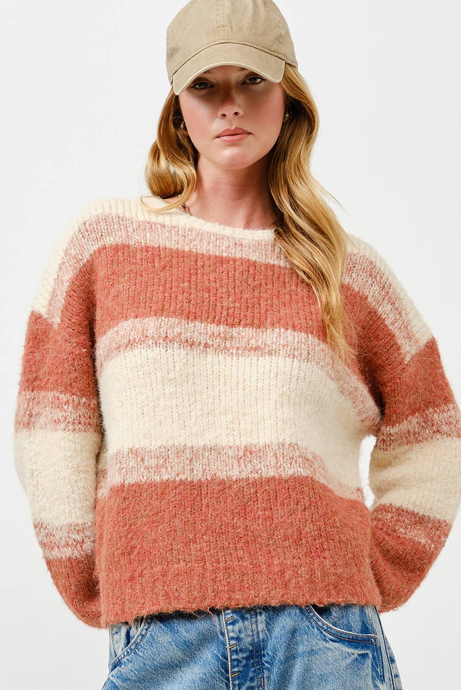 Fuzzy Knit Sweater : OATMEAL RUST - XAYUYUE