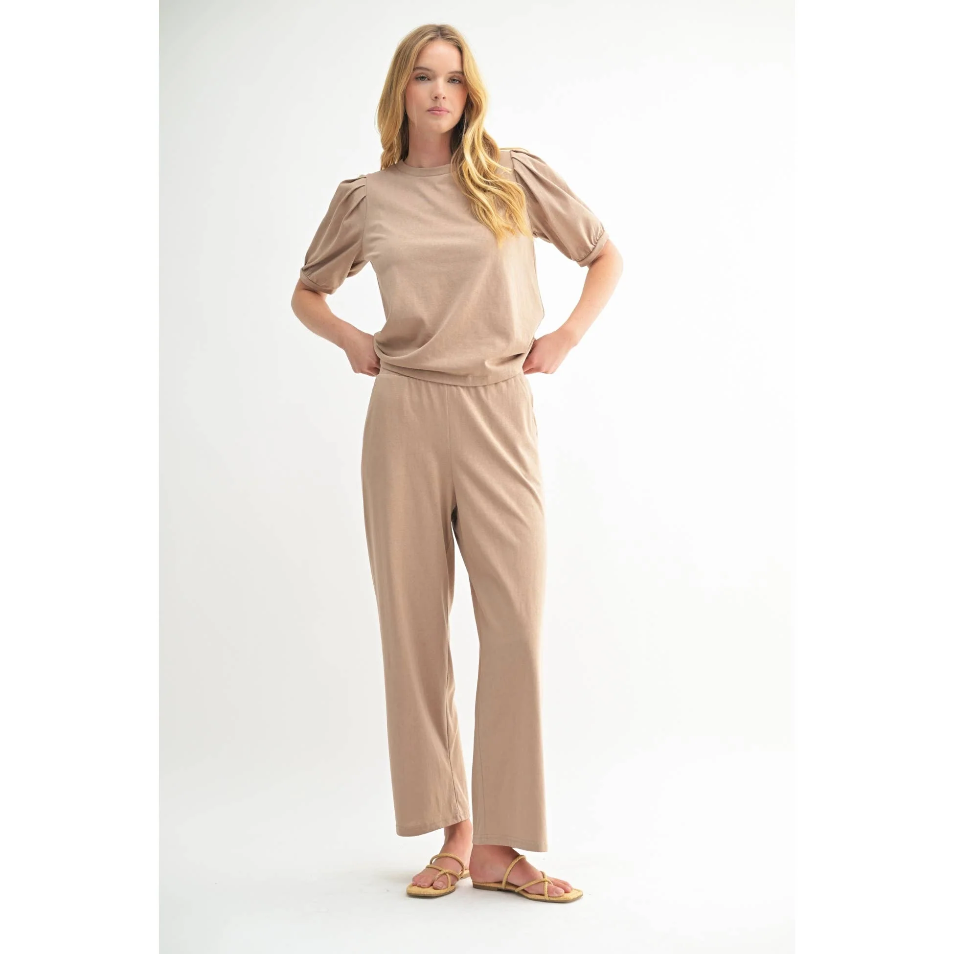 KNIT PANTS: Taupe - XAYUYUE