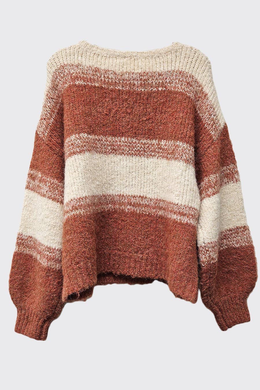 Fuzzy Knit Sweater : OATMEAL RUST - XAYUYUE
