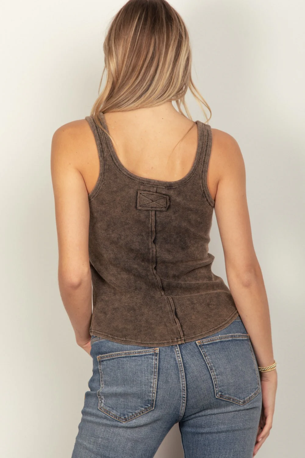 Washed Casual Fitted Tank Top - XAYUYUE