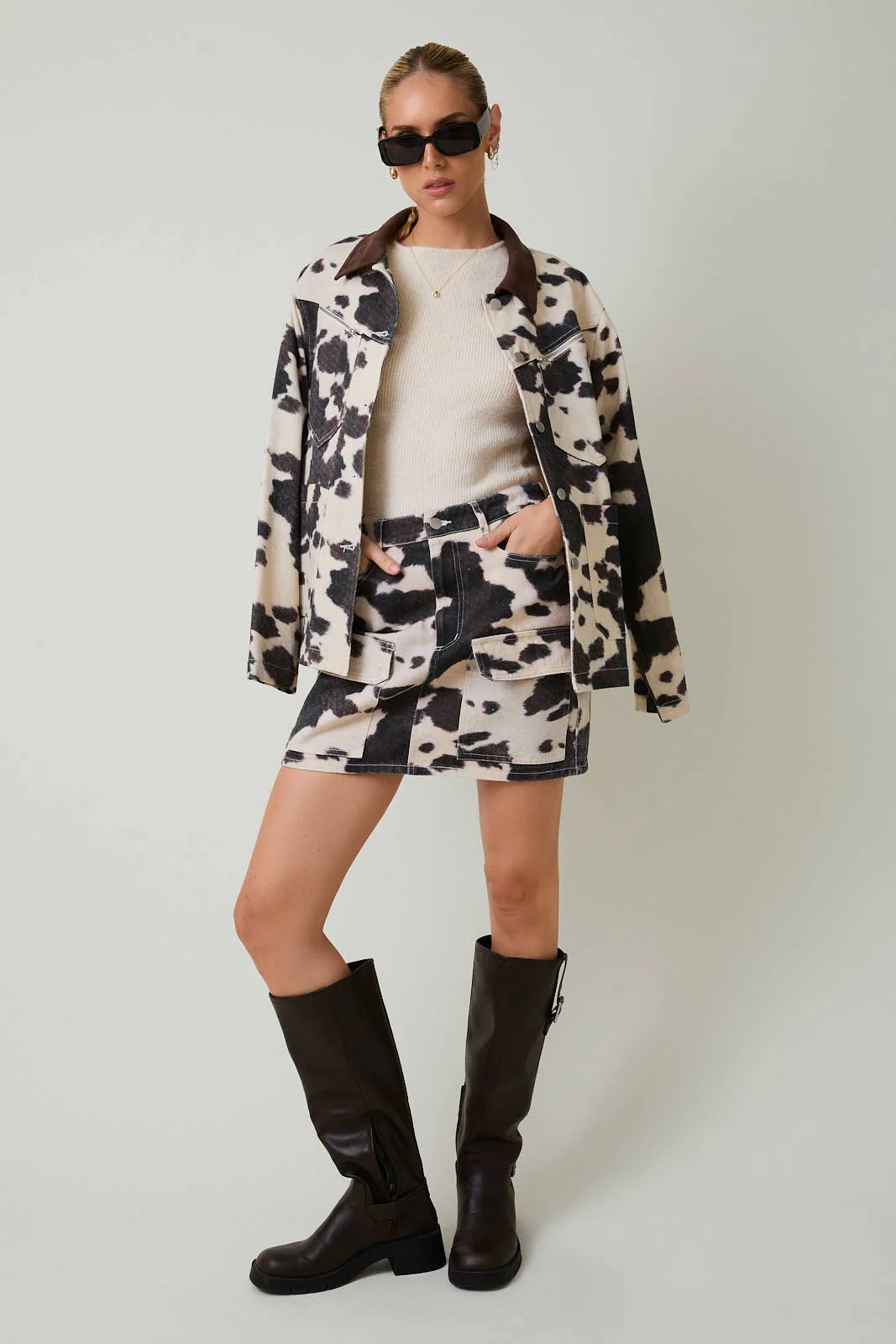 COW PRINT BARN JACKET - XAYUYUE