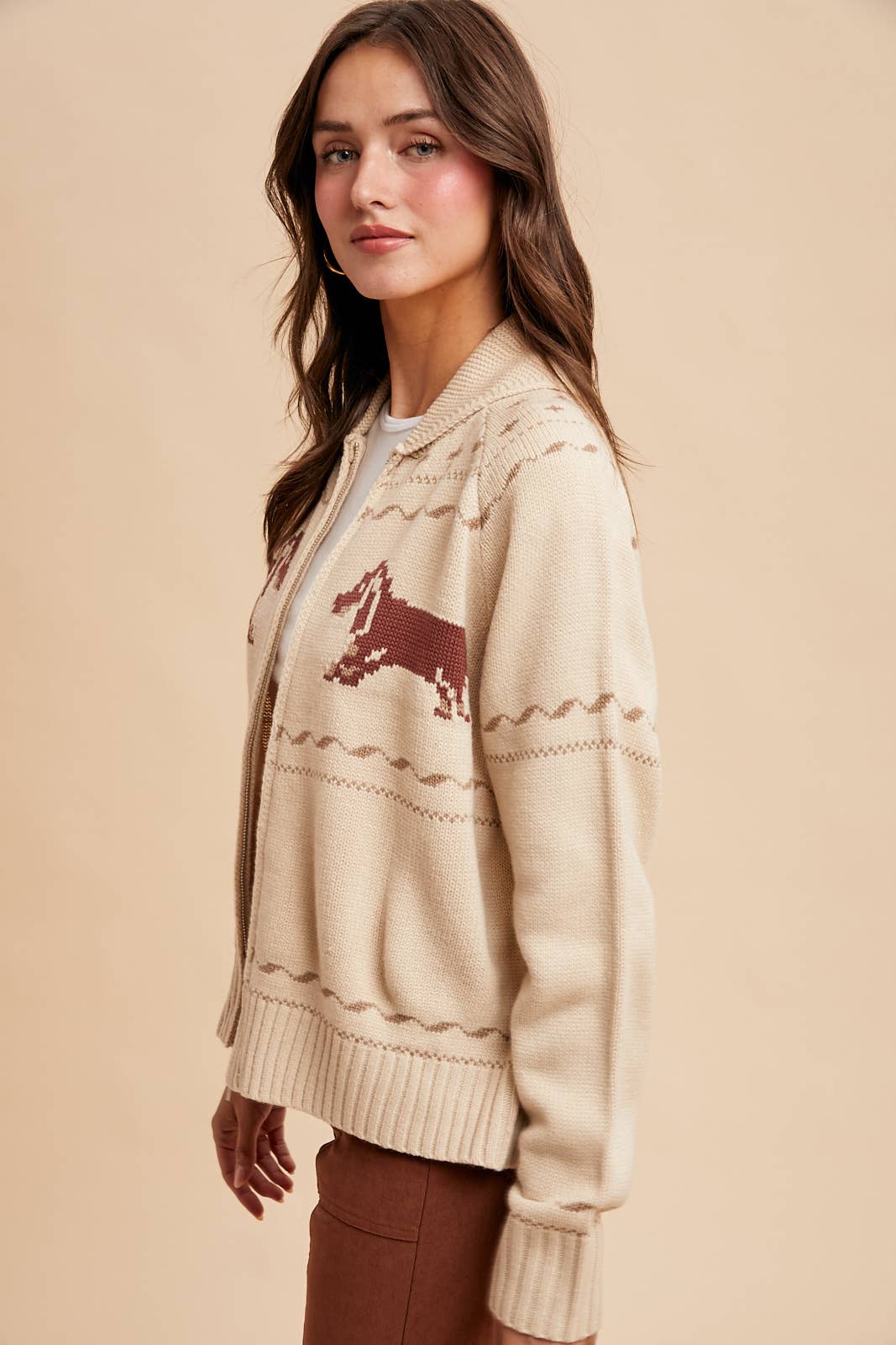 Dachsund Zip Up Cardigan - XAYUYUE