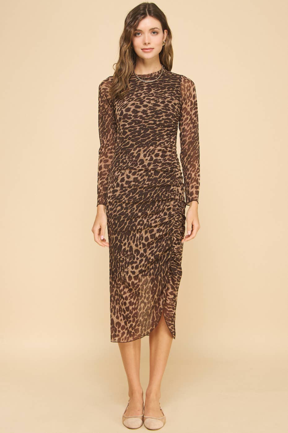 Leopard Print Winter Sunset Dress - XAYUYUE
