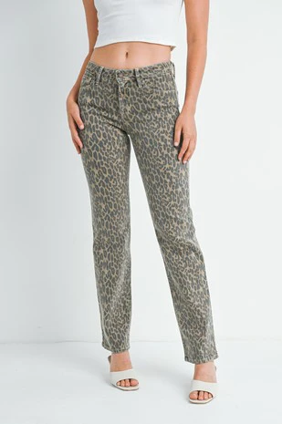 Leopard Straight Leg Denim - XAYUYUE