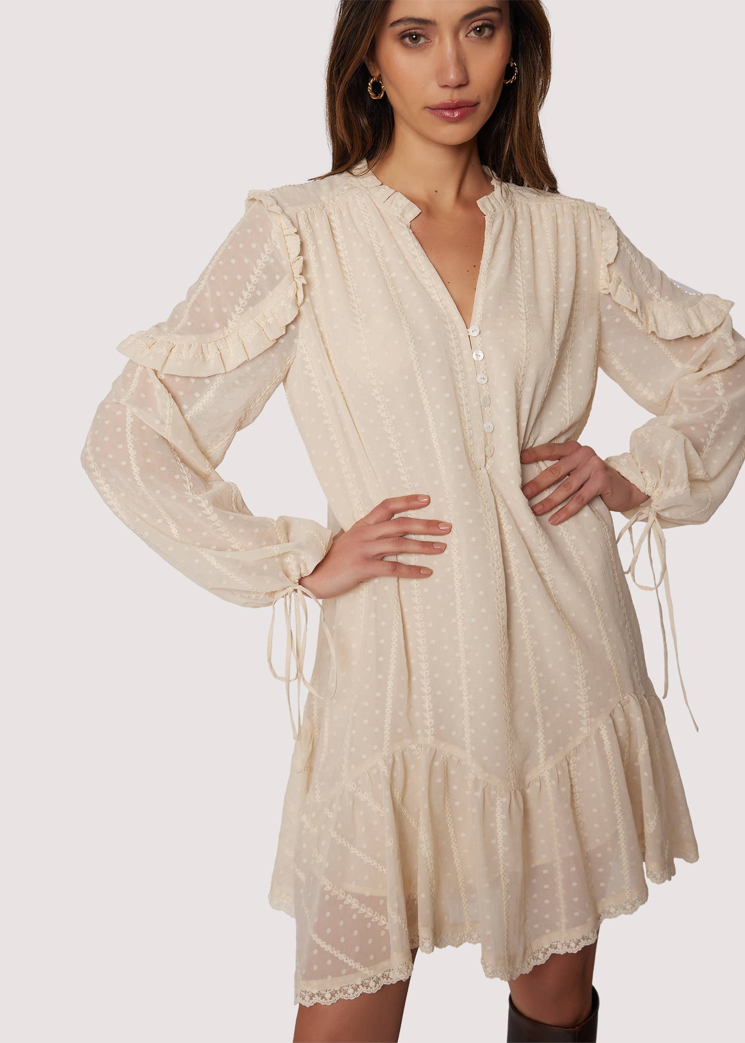 Poetry in Bloom Mini Dress - Fall Dot Chiffon - XAYUYUE