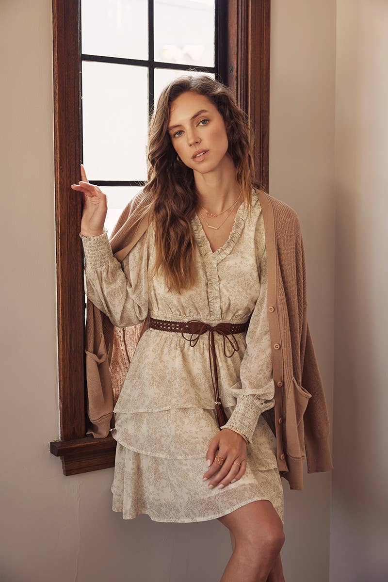 ROMANTIC IN EVERY WAY FLORAL TIERED RUFFLE MINI DRESS - XAYUYUE