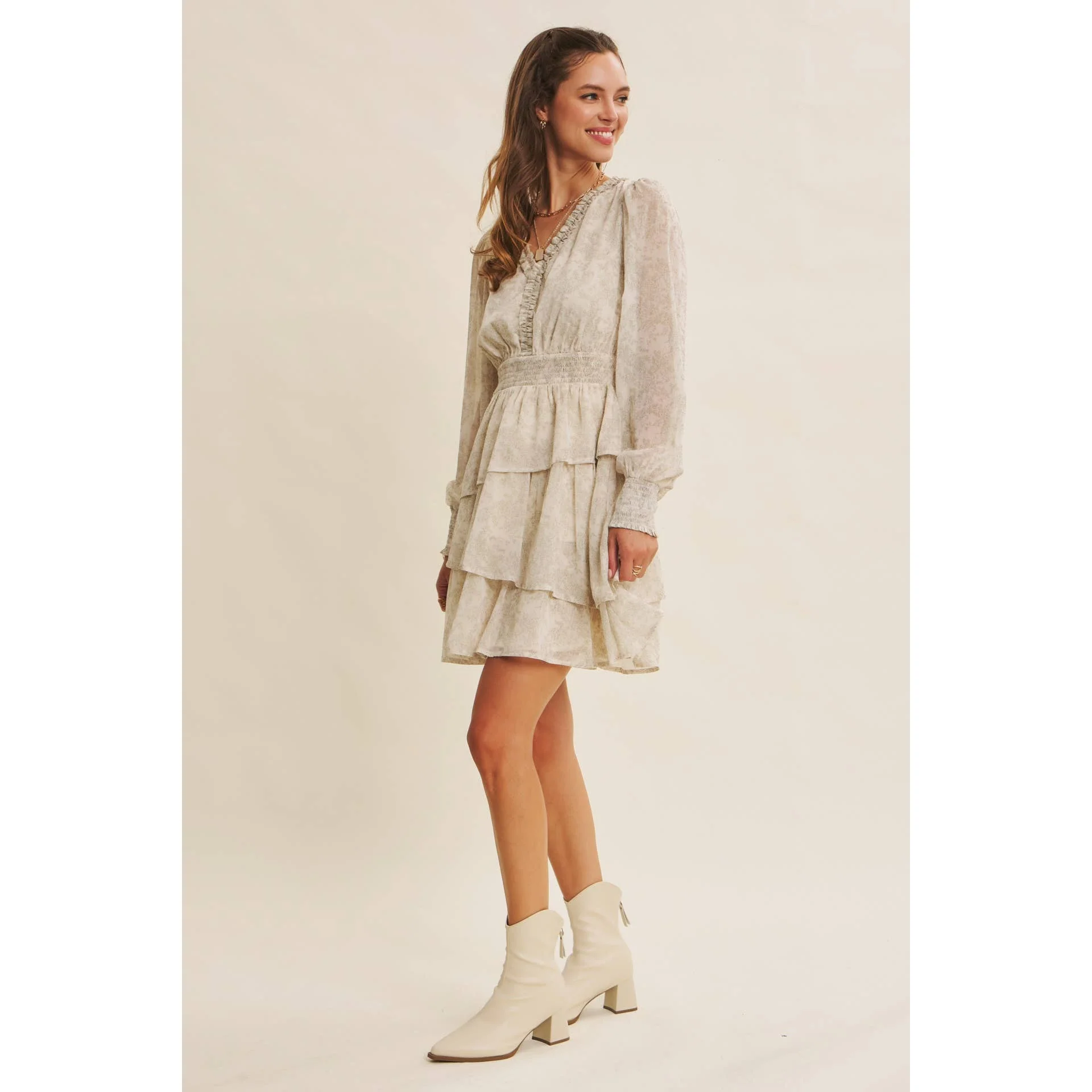 ROMANTIC IN EVERY WAY FLORAL TIERED RUFFLE MINI DRESS - XAYUYUE