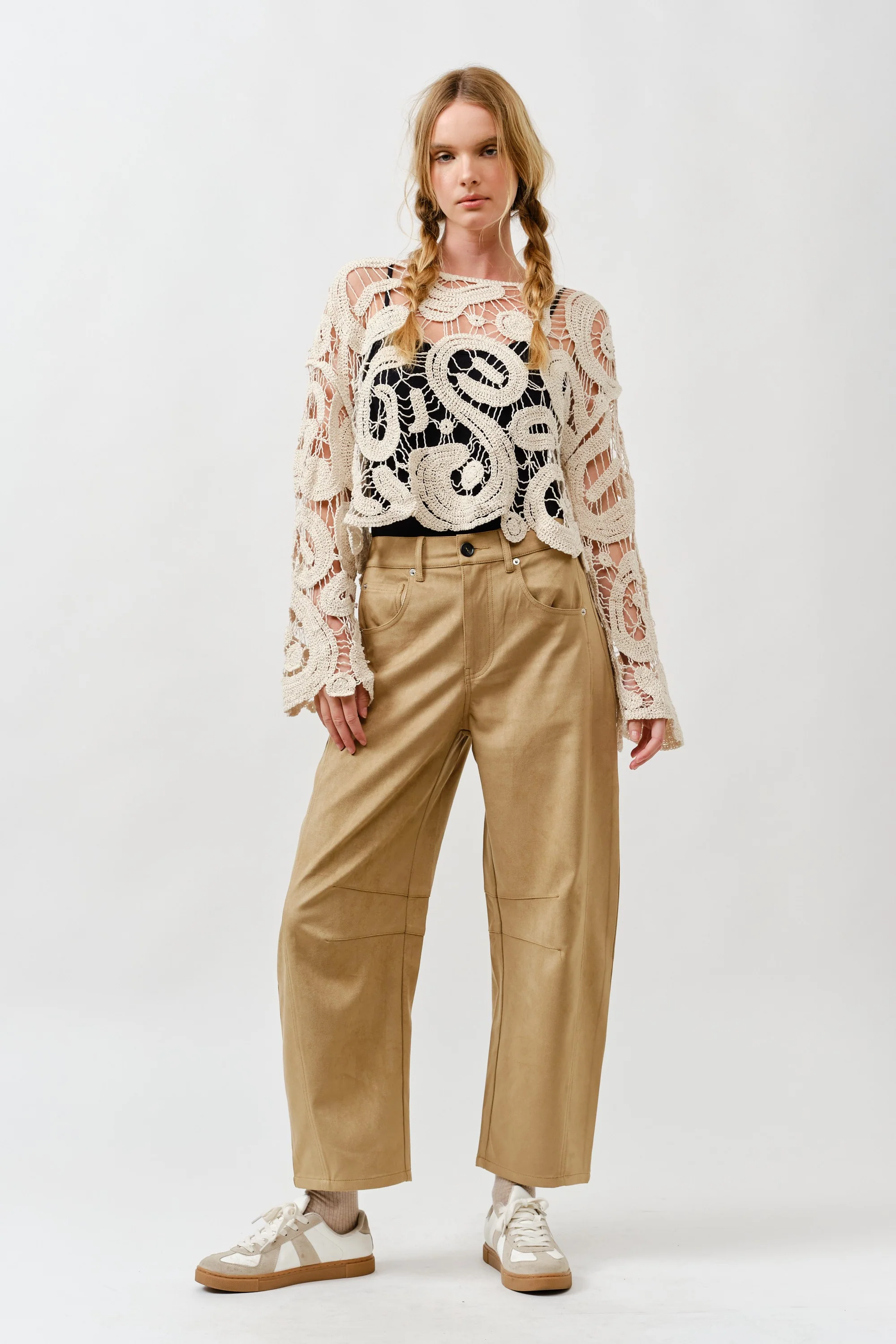 Slouchy Relax Fit Suede Pants - XAYUYUE