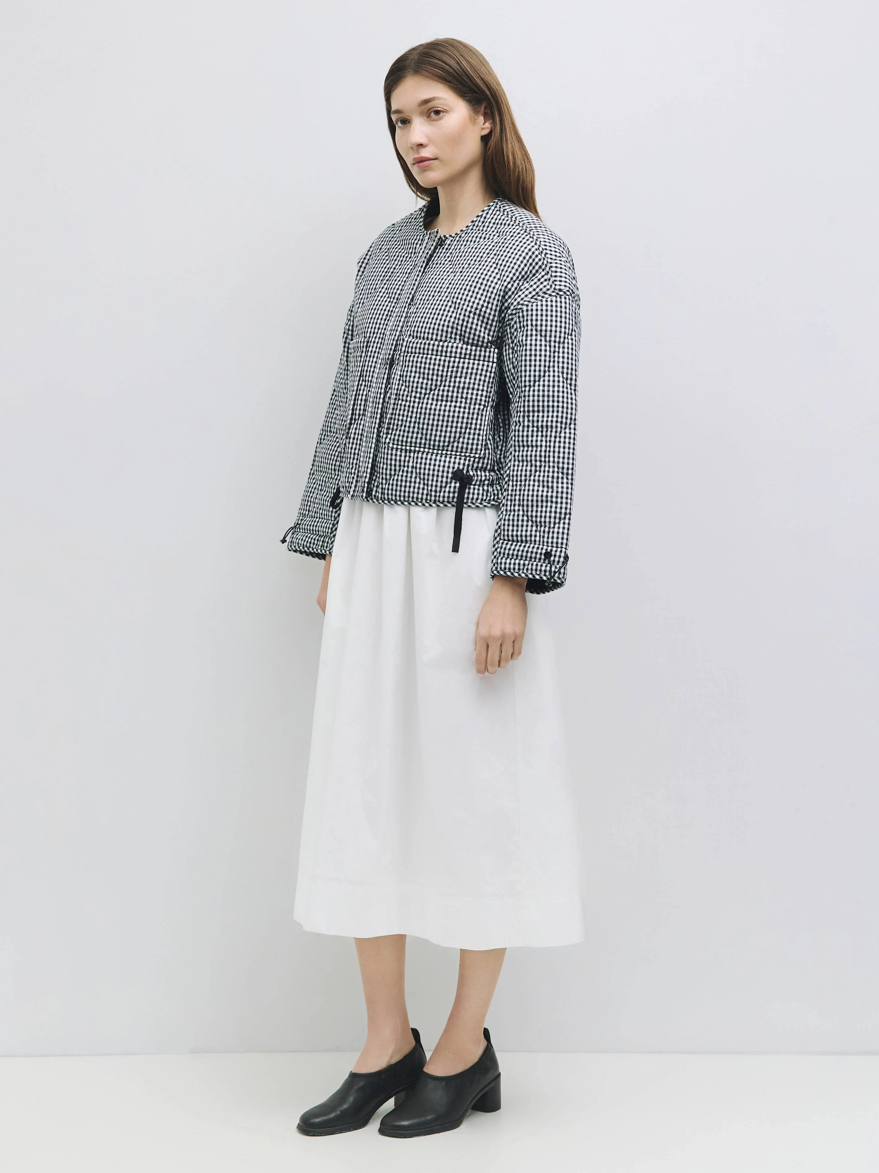 The Rochelle Jacket | Women's Quilted Gingham Jacket: Black - XAYUYUE