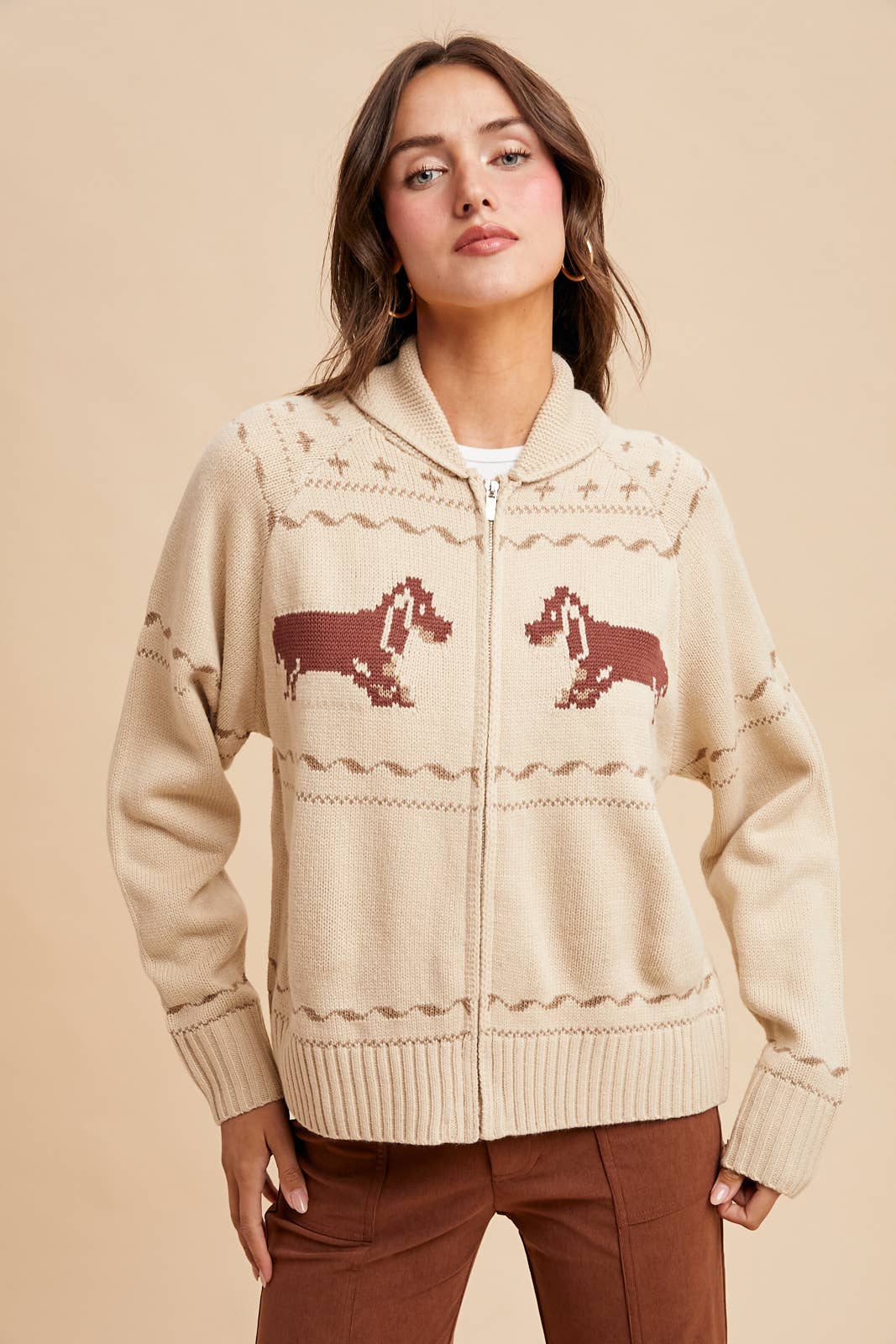 Dachsund Zip Up Cardigan - XAYUYUE