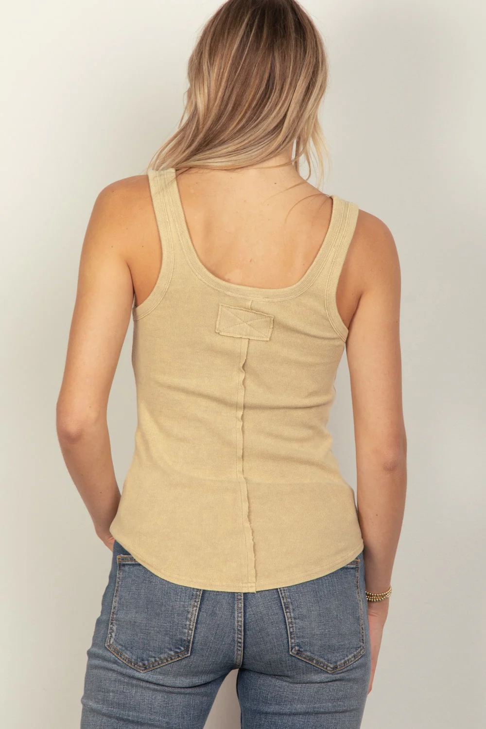 Washed Casual Fitted Tank Top - XAYUYUE