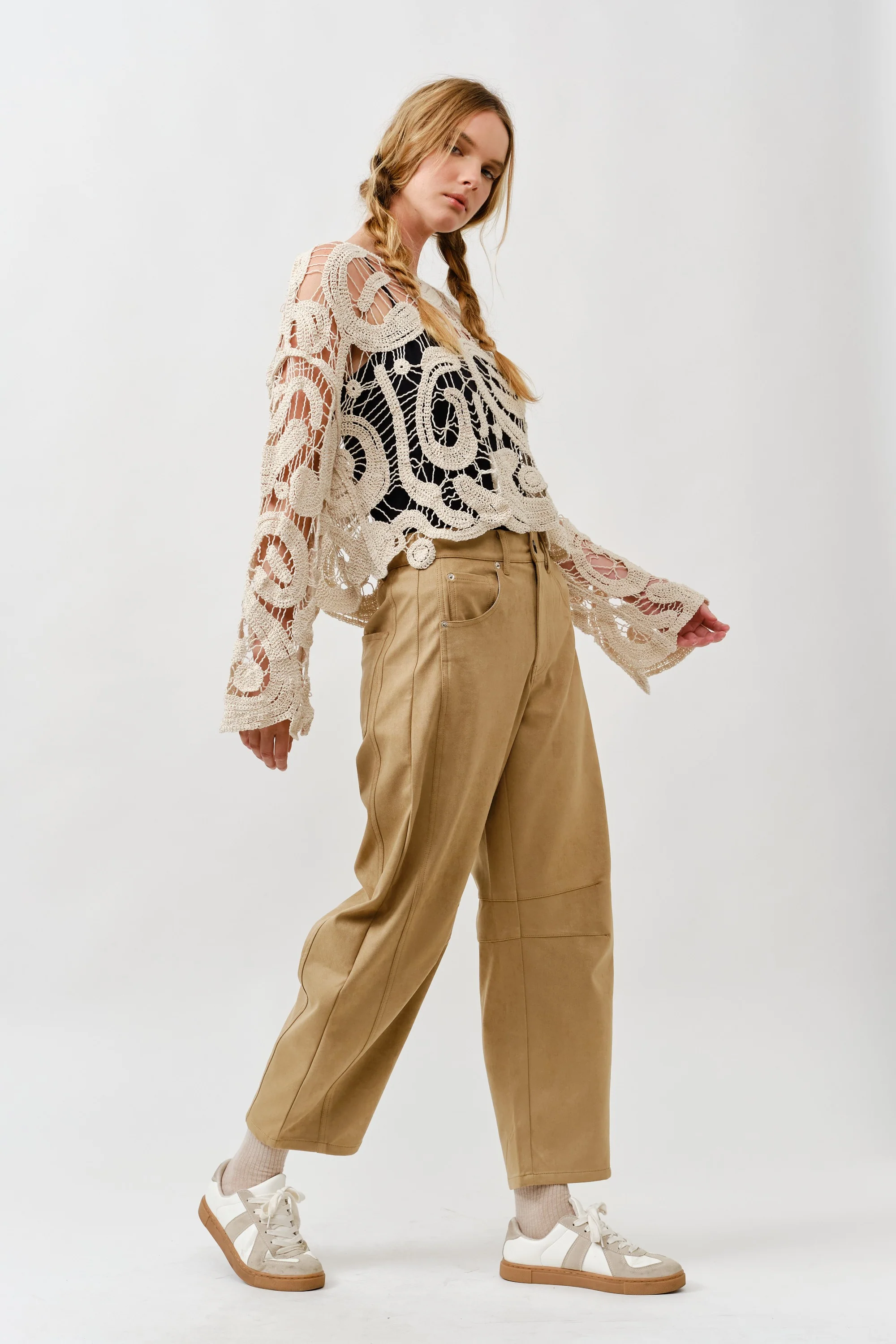 Slouchy Relax Fit Suede Pants - XAYUYUE