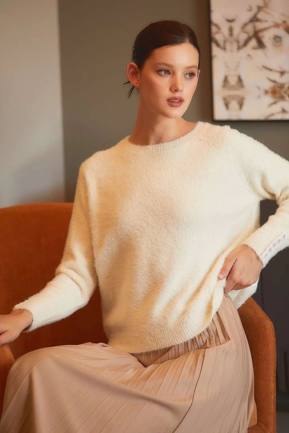 Melange Long Sleeve Open Front Cardigan - XAYUYUE