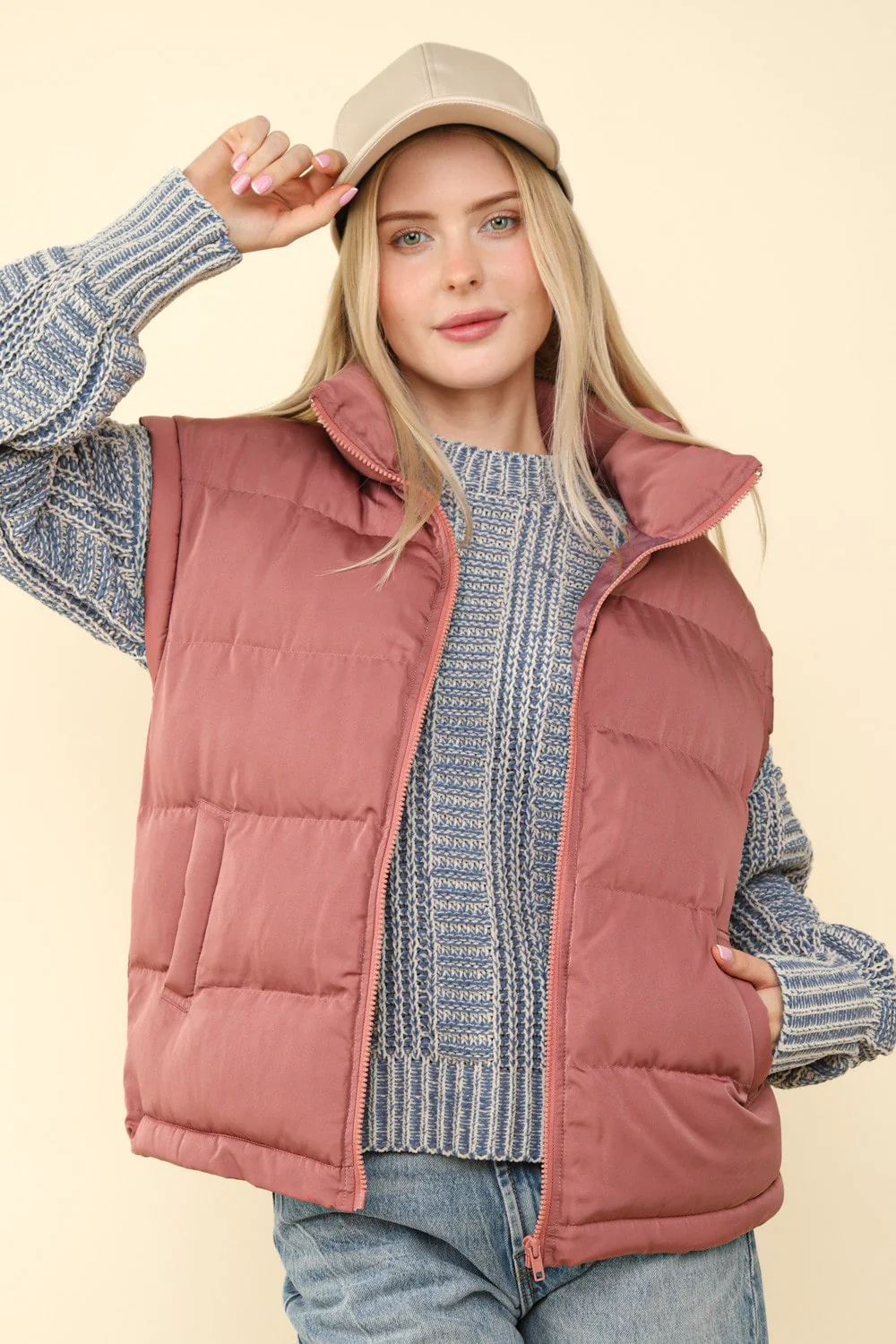 High Neck Casual Comfy Puffer Vest - XAYUYUE