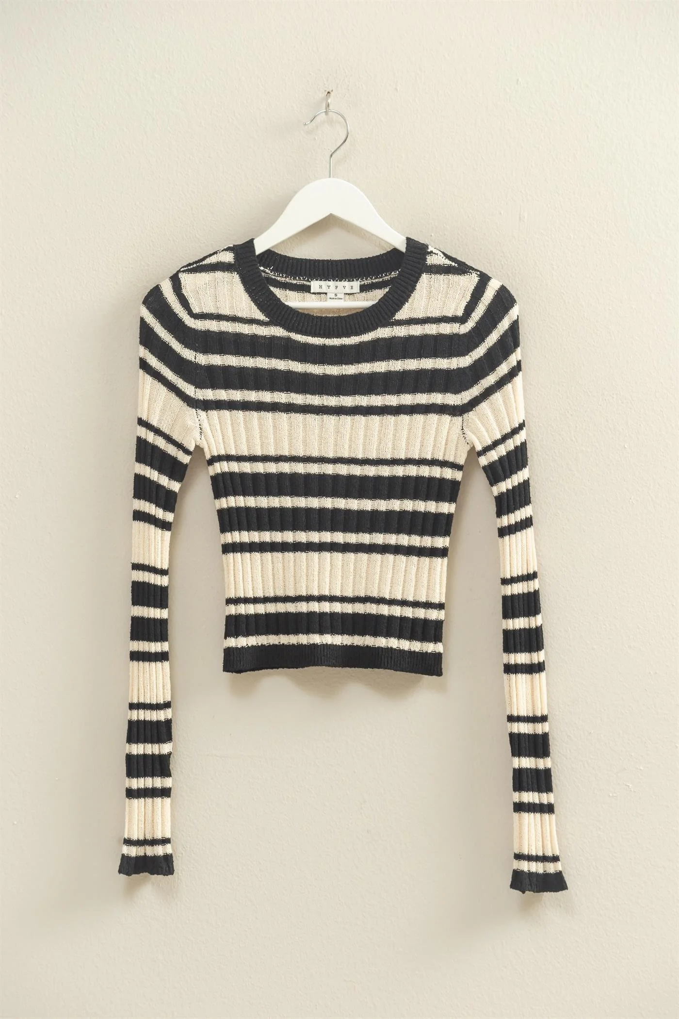 Horizontal Striped Crew Neck Sweater - XAYUYUE